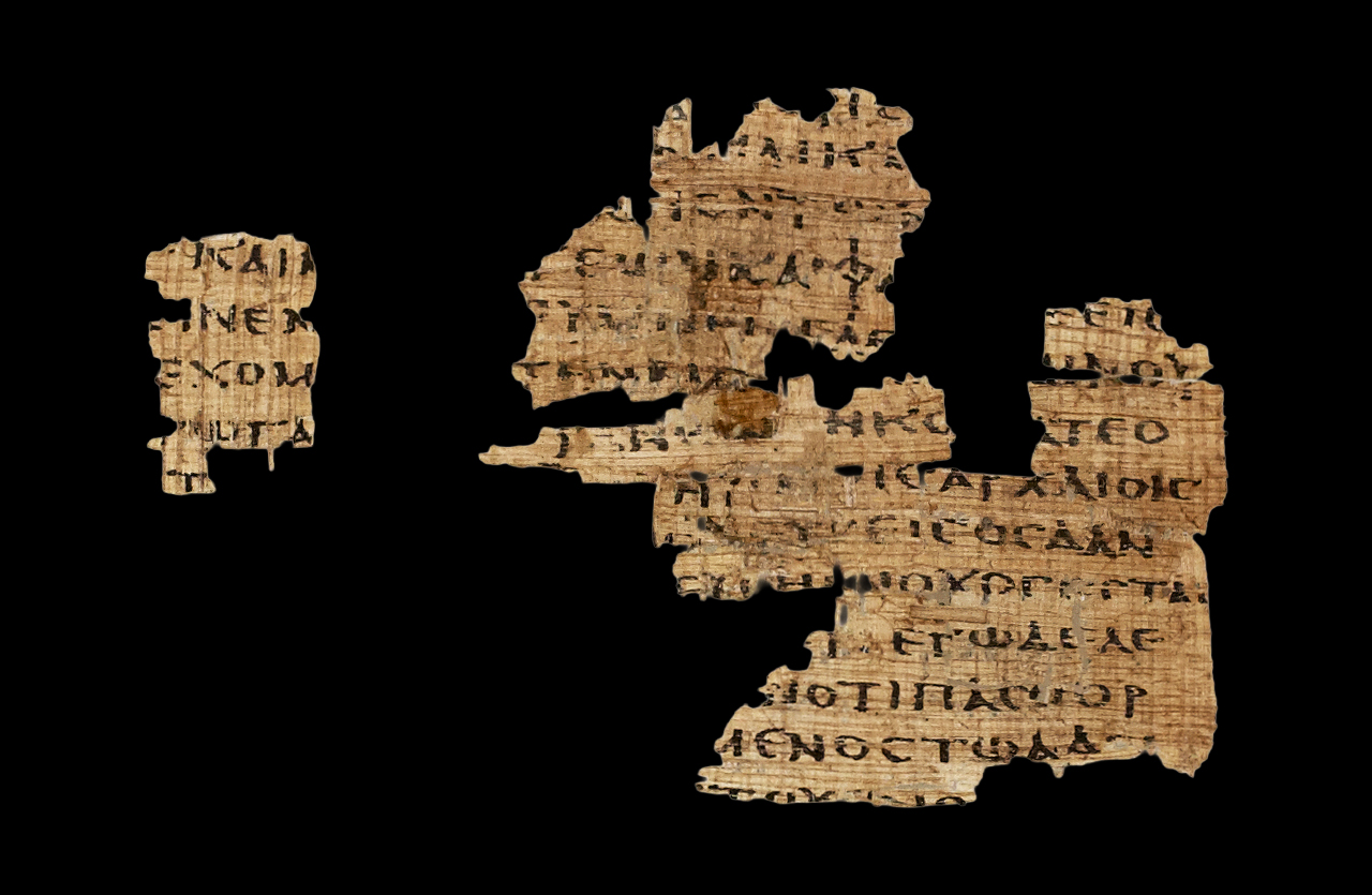 Magdalen papyrus showing Matthew 5:21 from Late 2nd / 3rd century found in Coptos, Egypt, currently housed at Magdalen College, Oxford & Fundación Sant Lluc Evangelista, Barcelona