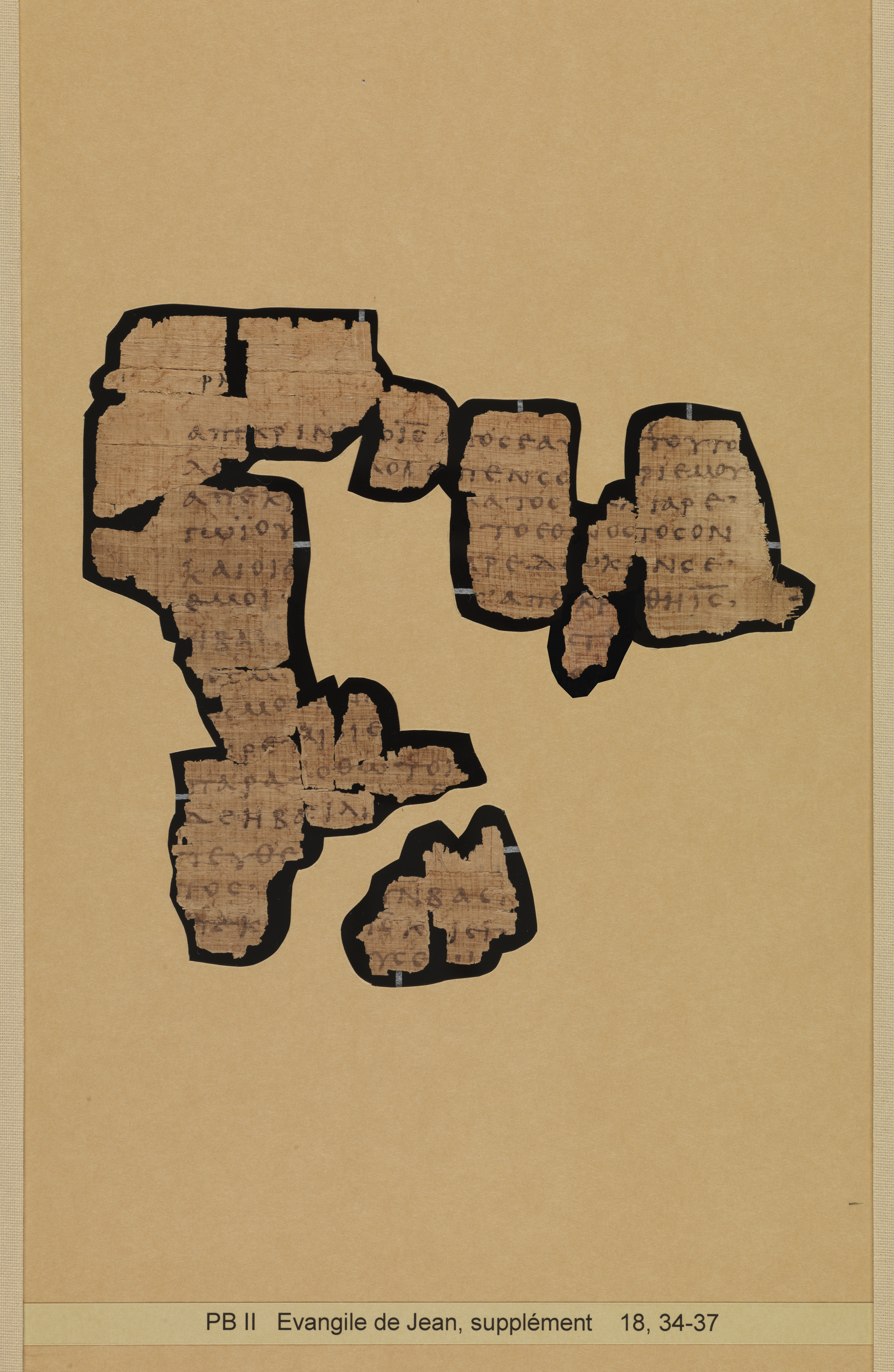 Papyrus 66 showing John 18:35 from Mid 2nd to 3rd Century found in Jabal Abu Mana, Egypt, currently housed at Bodmer Library, Cologny-Geneva, Switzerland