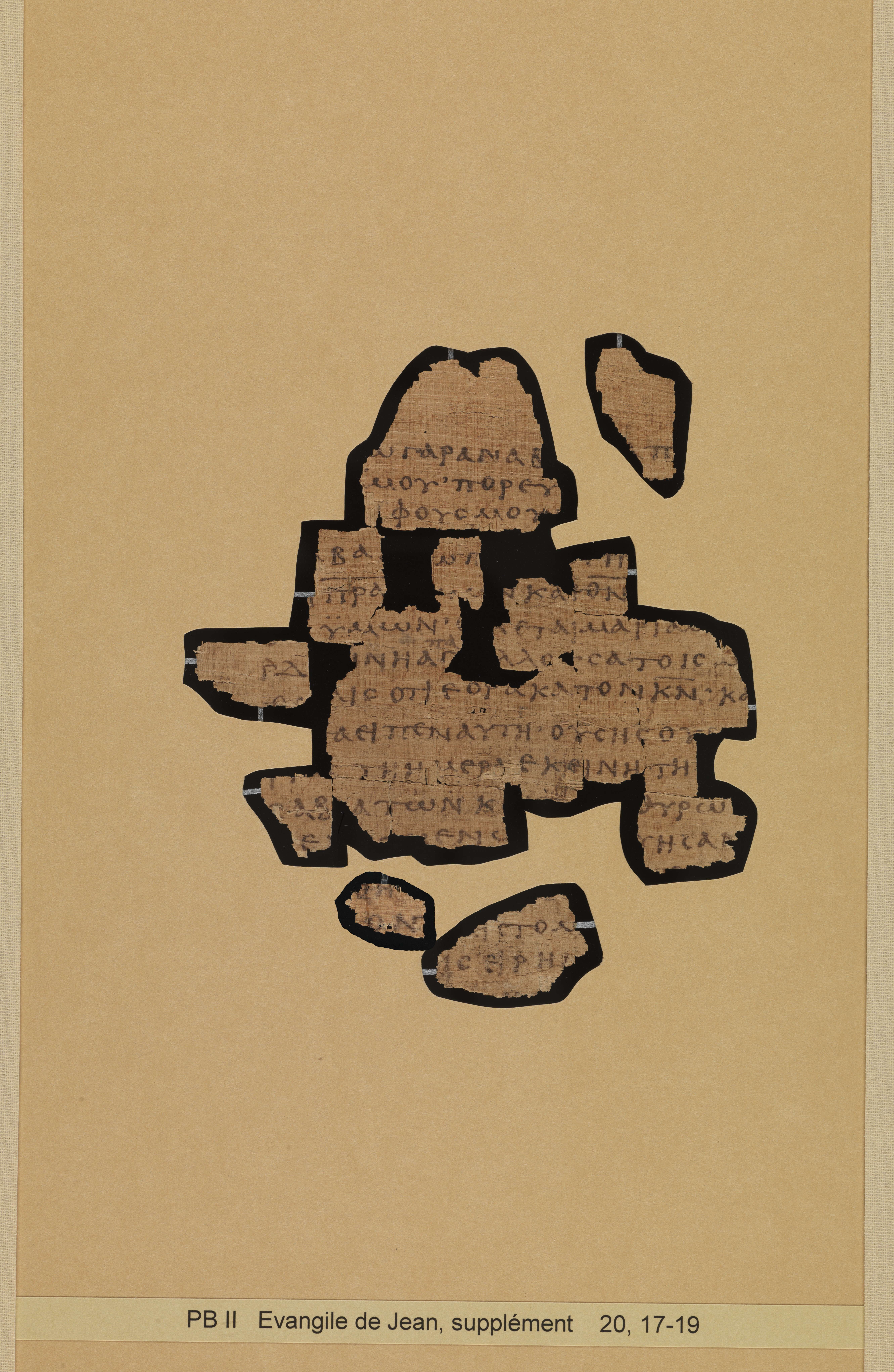 Papyrus 66 showing John 20:19 from Mid 2nd to 3rd Century found in Jabal Abu Mana, Egypt, currently housed at Bodmer Library, Cologny-Geneva, Switzerland