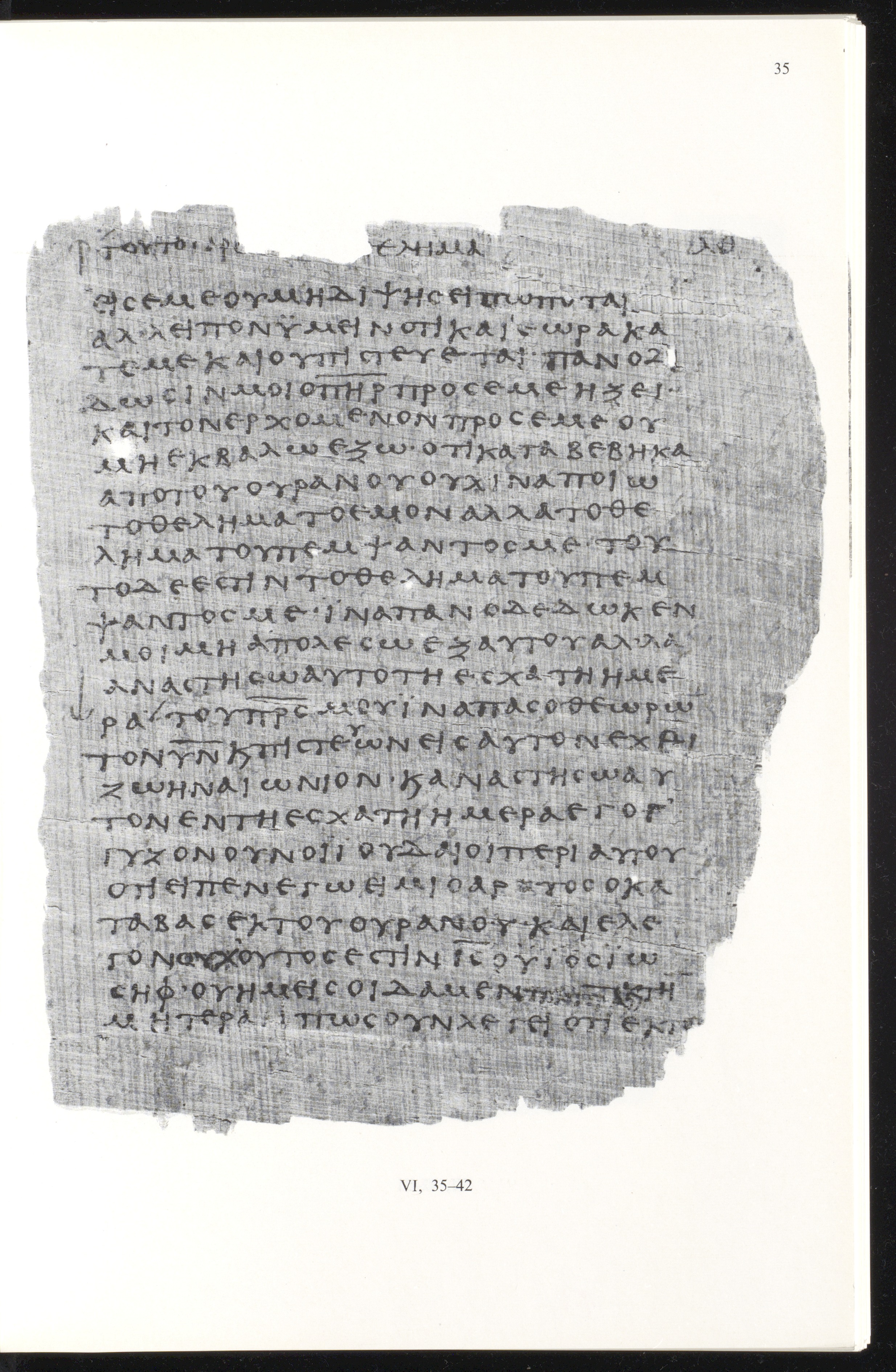 Papyrus 66 showing John 6:38 from Mid 2nd to 3rd Century found in Jabal Abu Mana, Egypt, currently housed at Bodmer Library, Cologny-Geneva, Switzerland