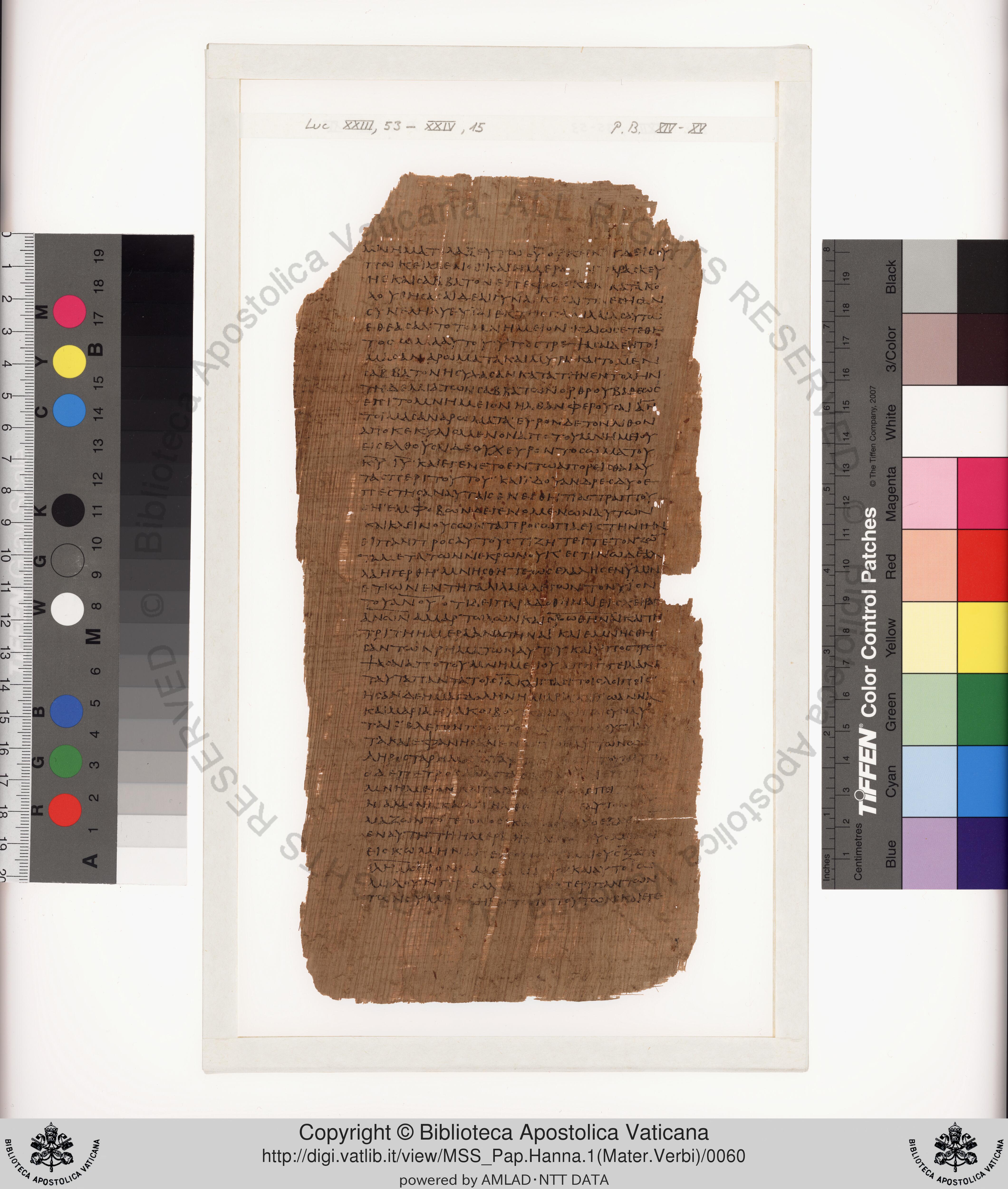 Papyrus 75 (Scan 2) showing John 1:48 from Late 2nd / Early 3rd Century found in Pabau, Egypt, currently housed at Vatican Library, Rome