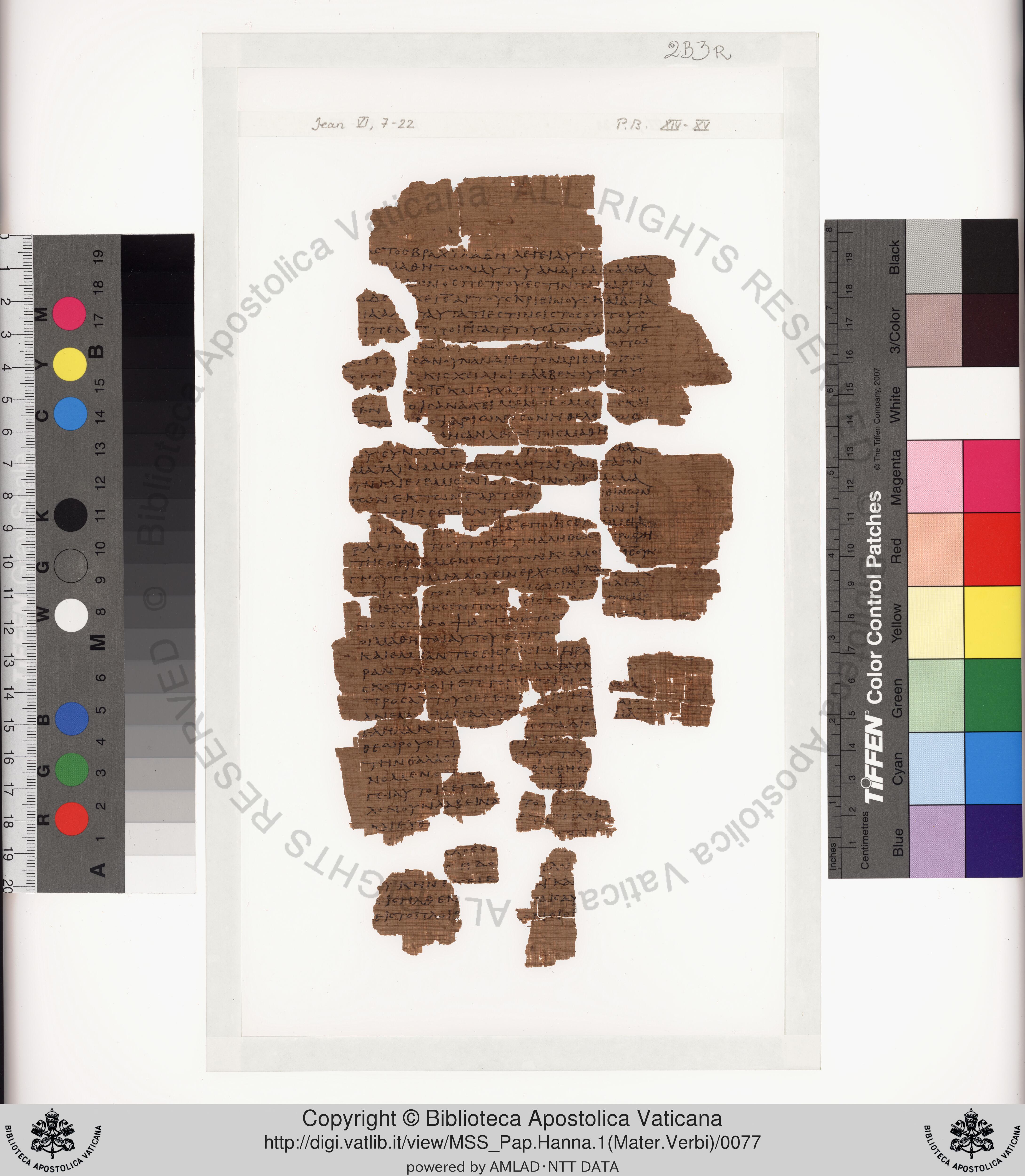 Papyrus 75 (Scan 2) showing John 7:32 from Late 2nd / Early 3rd Century found in Pabau, Egypt, currently housed at Vatican Library, Rome