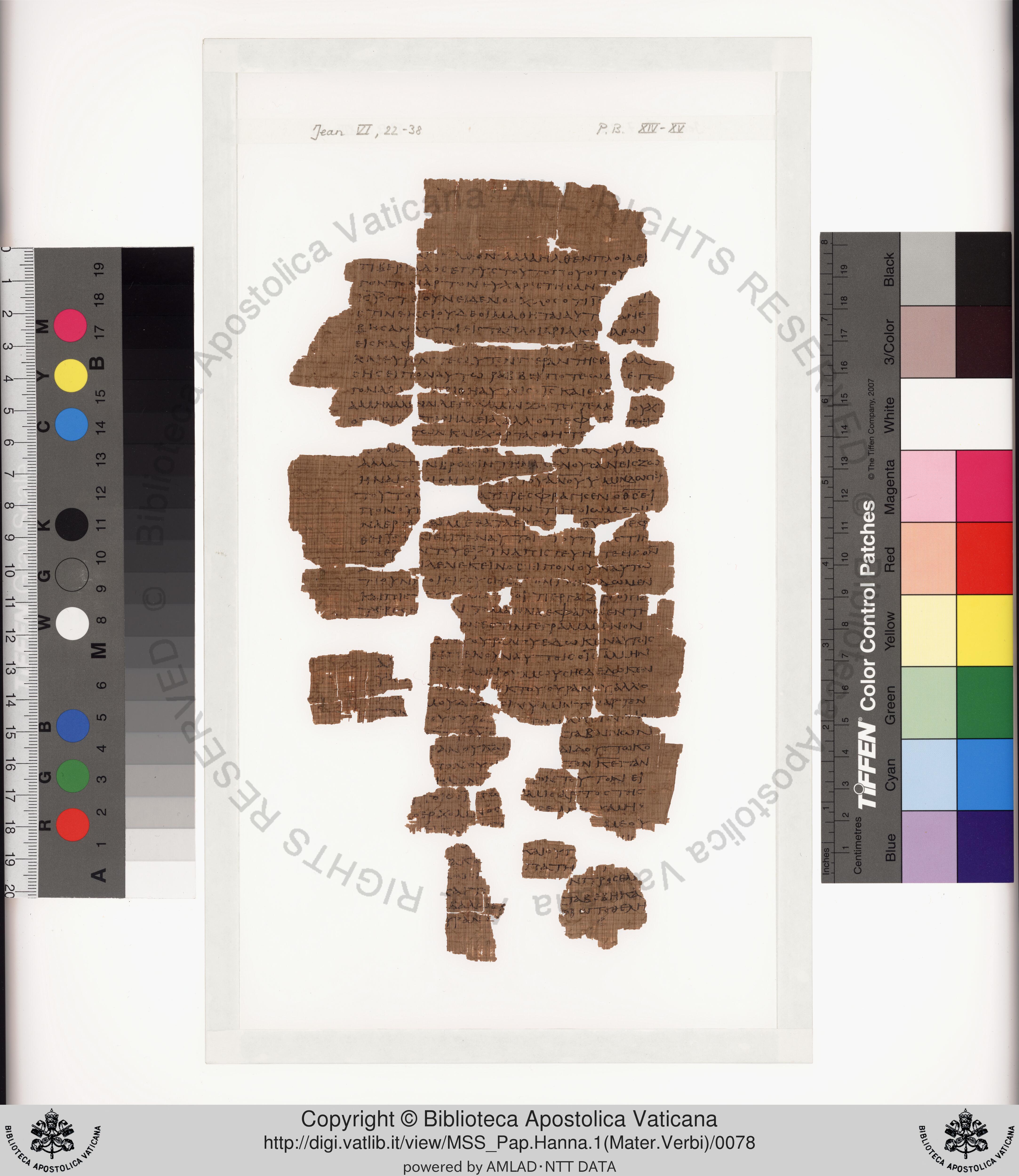 Papyrus 75 showing John 8:21 from Late 2nd / Early 3rd Century found in Pabau, Egypt, currently housed at Vatican Library, Rome