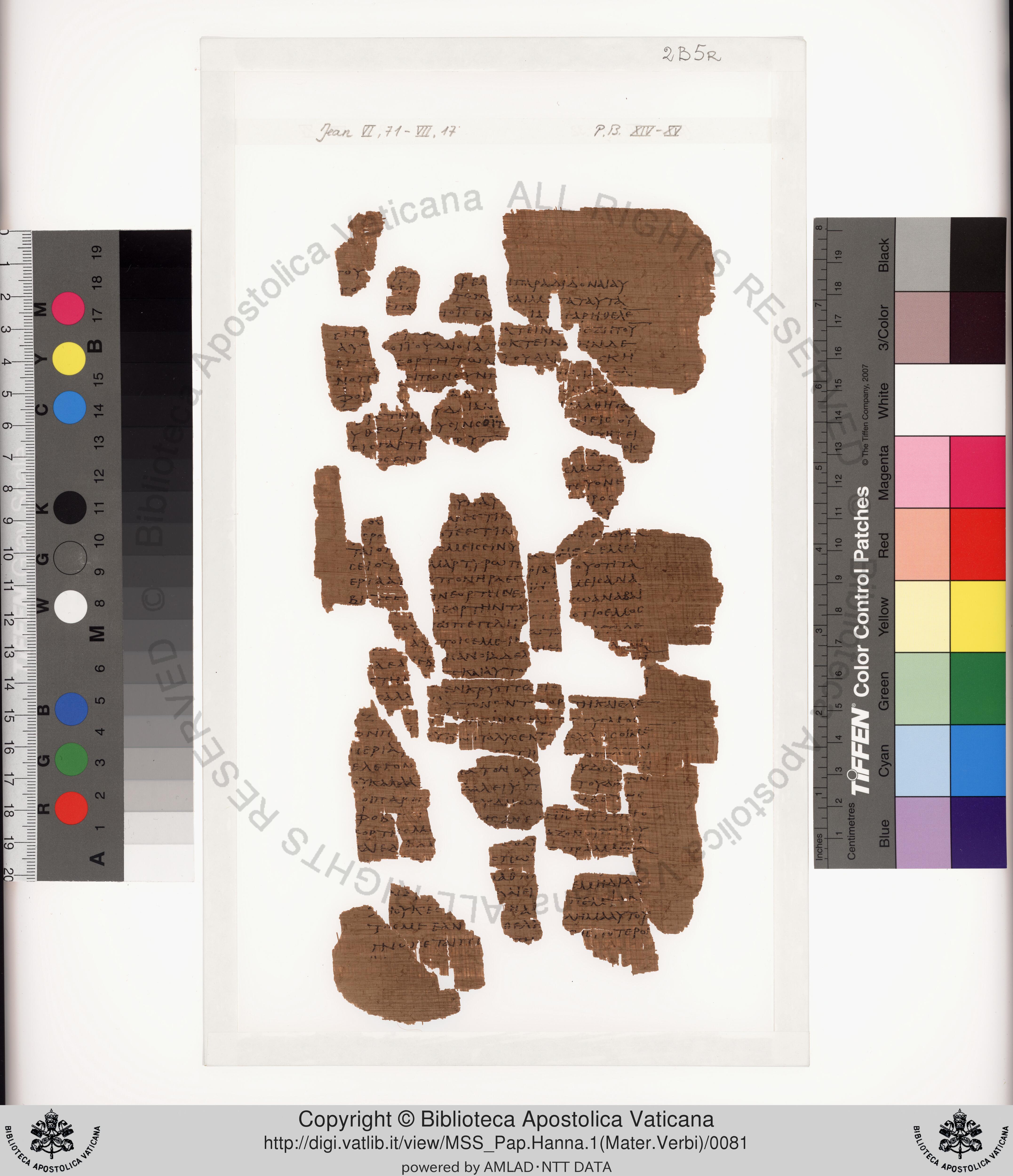 Papyrus 75 showing John 9:5 from Late 2nd / Early 3rd Century found in Pabau, Egypt, currently housed at Vatican Library, Rome