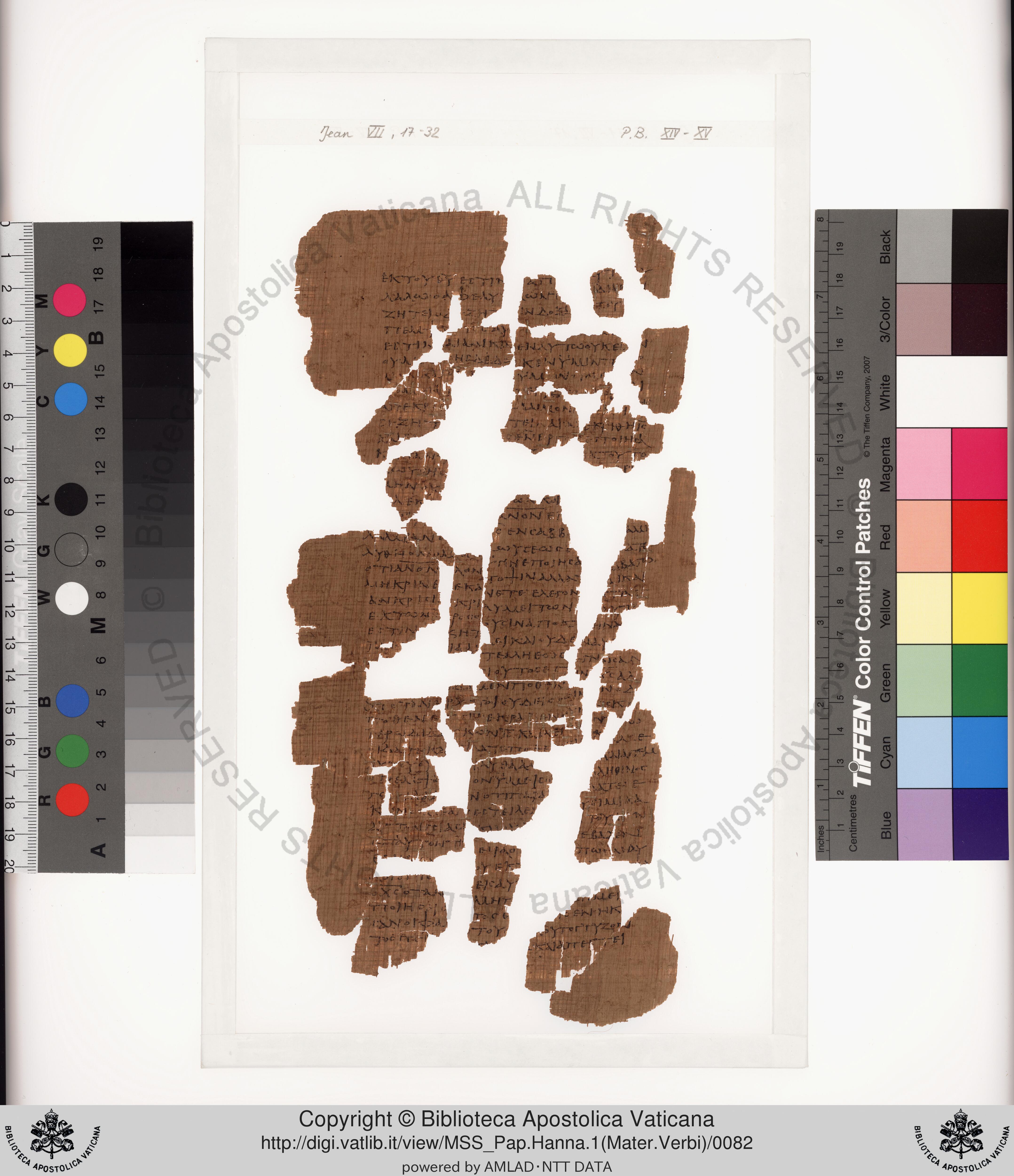 Papyrus 75 showing John 9:21 from Late 2nd / Early 3rd Century found in Pabau, Egypt, currently housed at Vatican Library, Rome