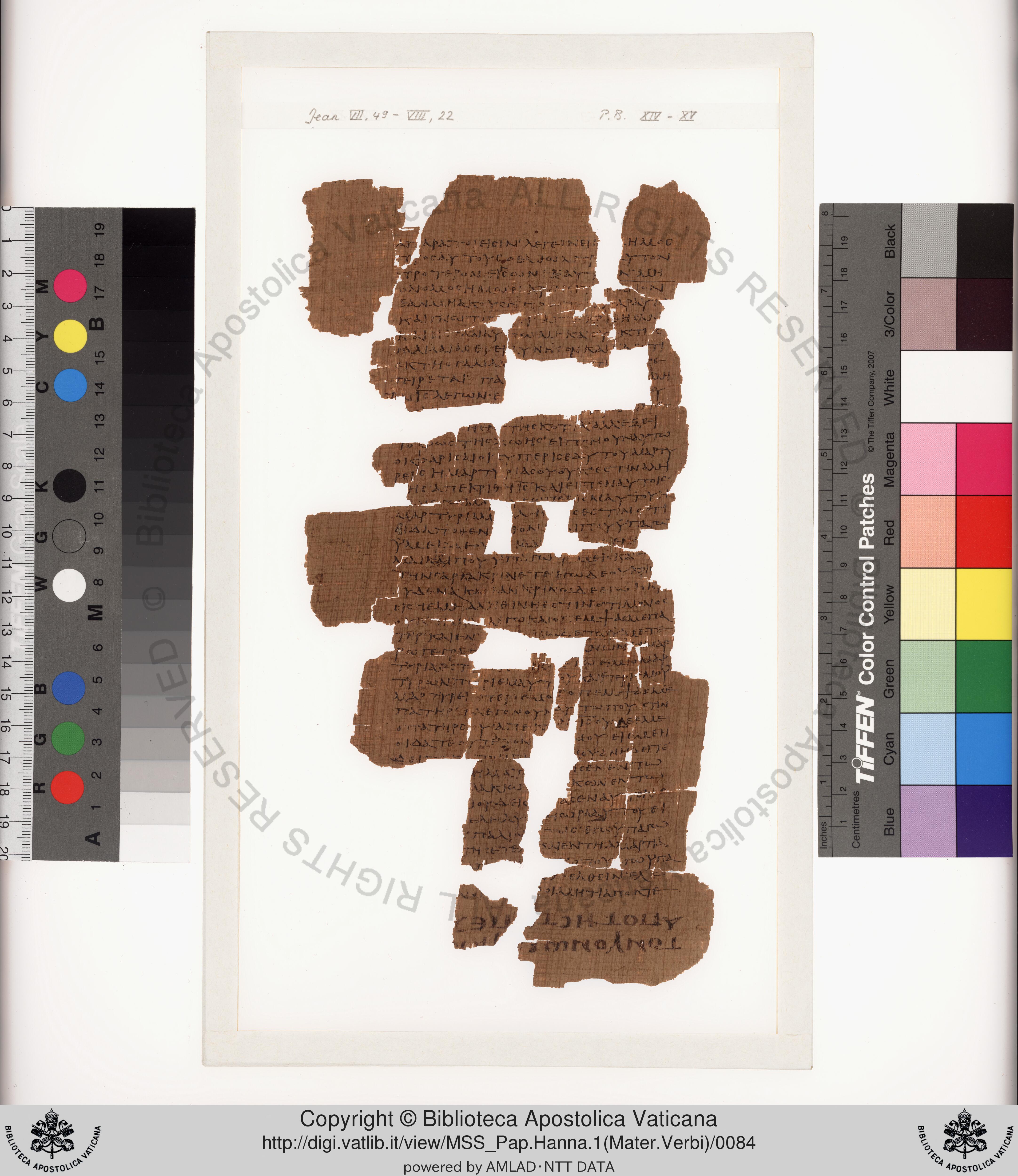 Papyrus 75 showing John 10:7 from Late 2nd / Early 3rd Century found in Pabau, Egypt, currently housed at Vatican Library, Rome