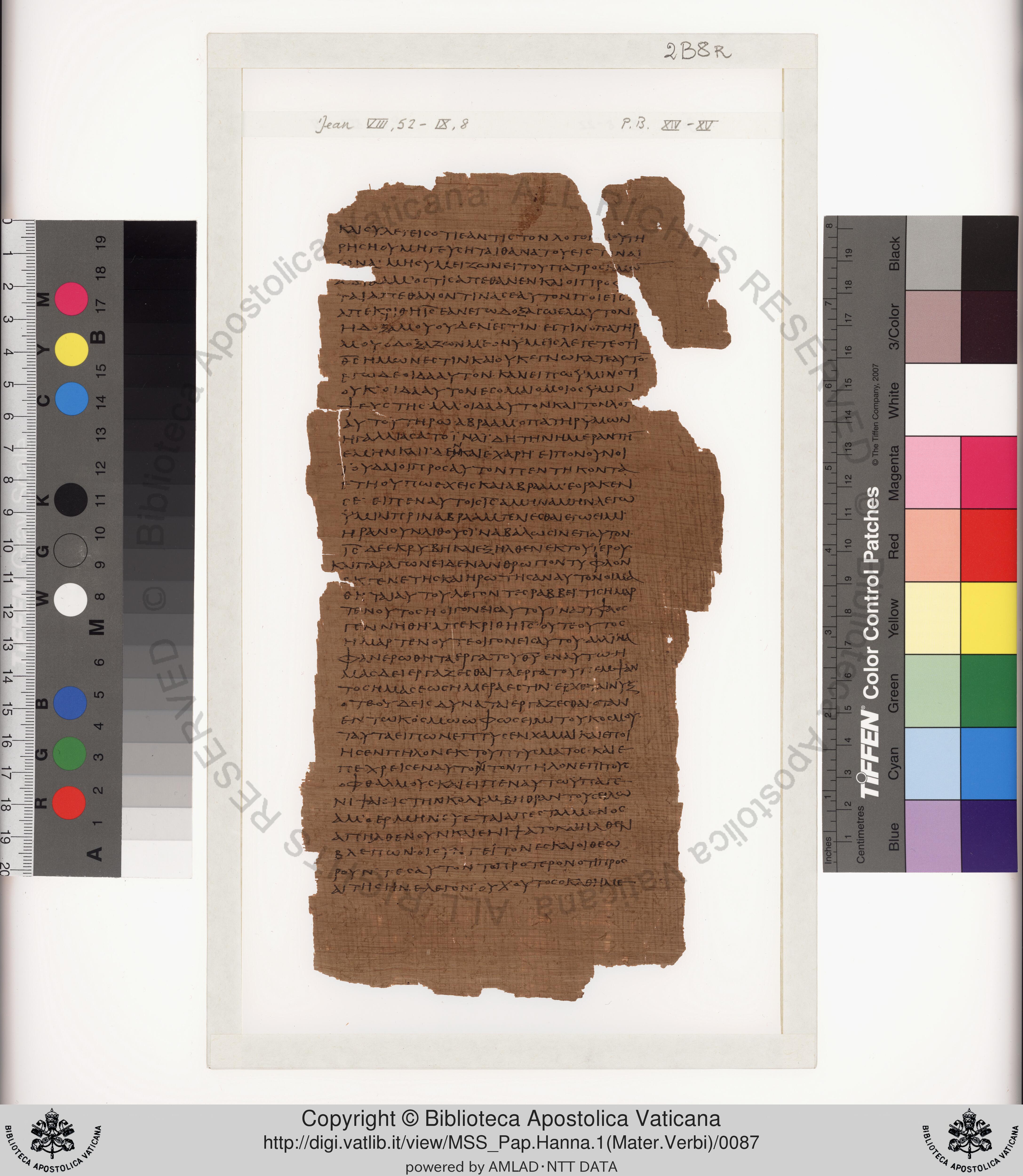 Papyrus 75 (Scan 2) showing John 11:2 from Late 2nd / Early 3rd Century found in Pabau, Egypt, currently housed at Vatican Library, Rome