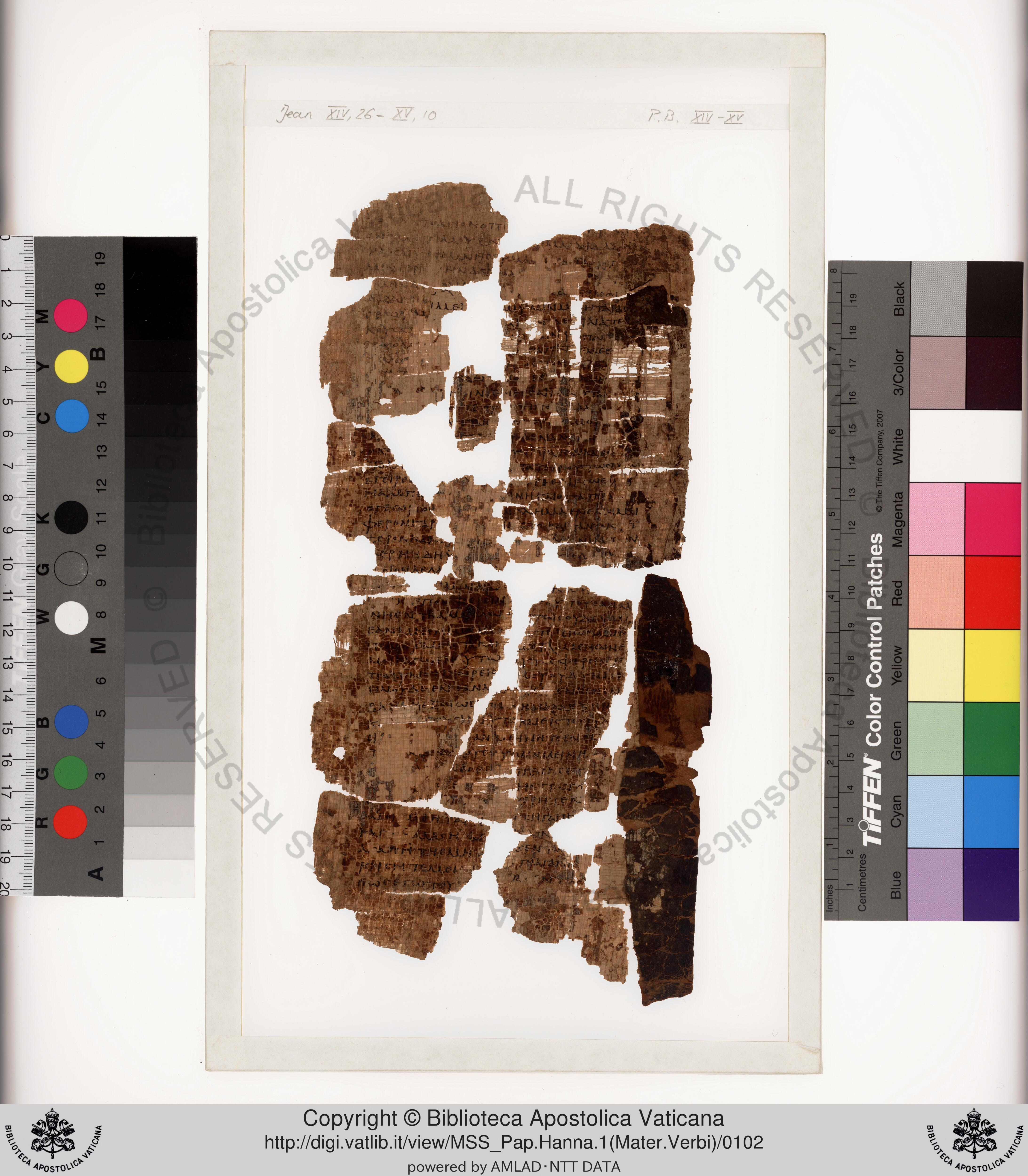 Papyrus 75 (Scan 2) showing John 14:26 from Late 2nd / Early 3rd Century found in Pabau, Egypt, currently housed at Vatican Library, Rome