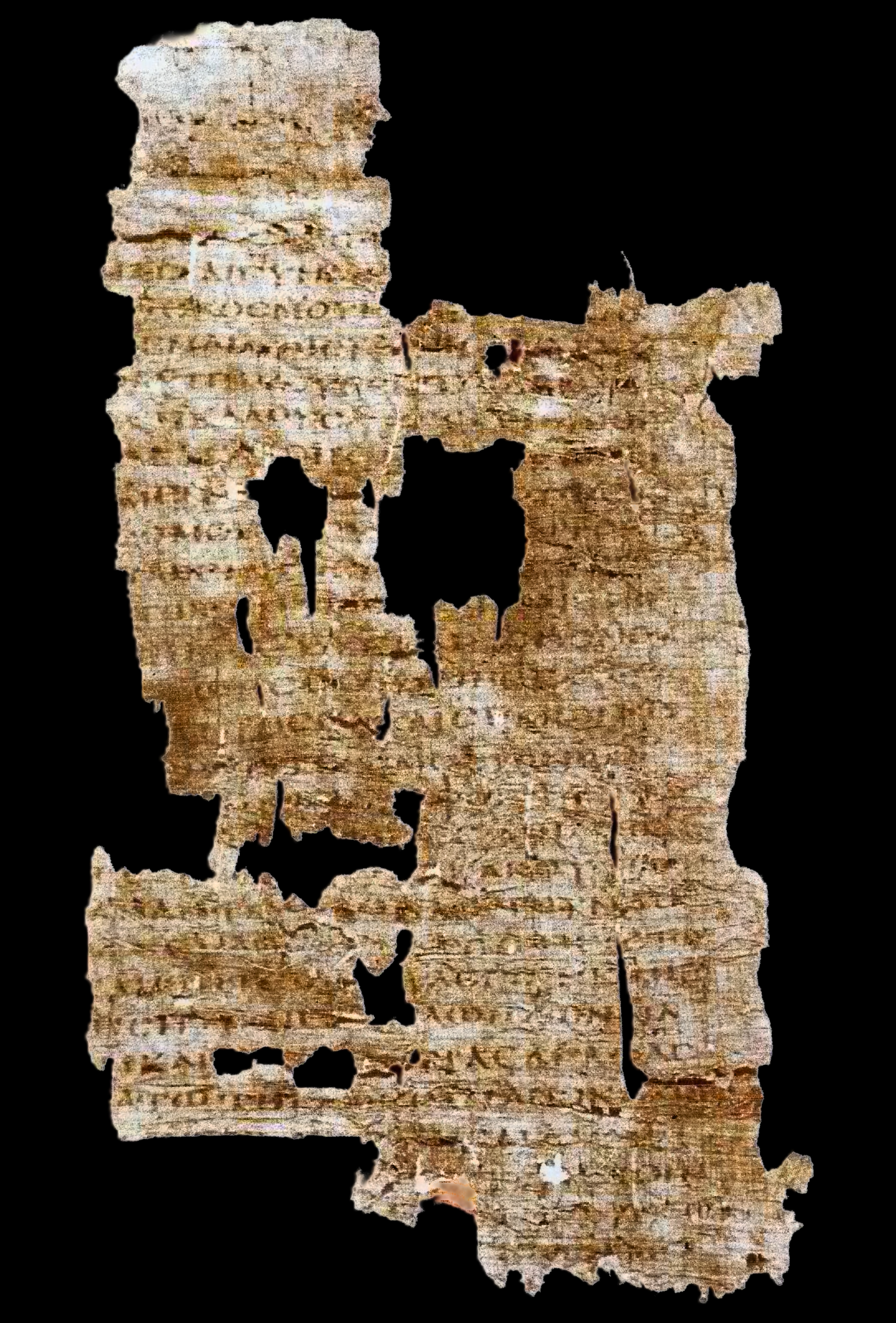 Papyrus 81 showing 1 Peter 3:4 from 4th Century found in Egypt, currently housed at Property S. Daris, Trieste, Italy