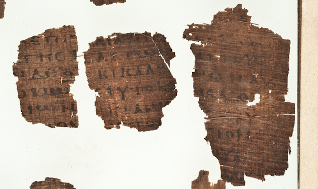 Papyrus 85 showing Revelation 10:7 from 4th / 5th Century found in Egypt, currently housed at Bibliothèque nationale et universitaire, Strasbourg