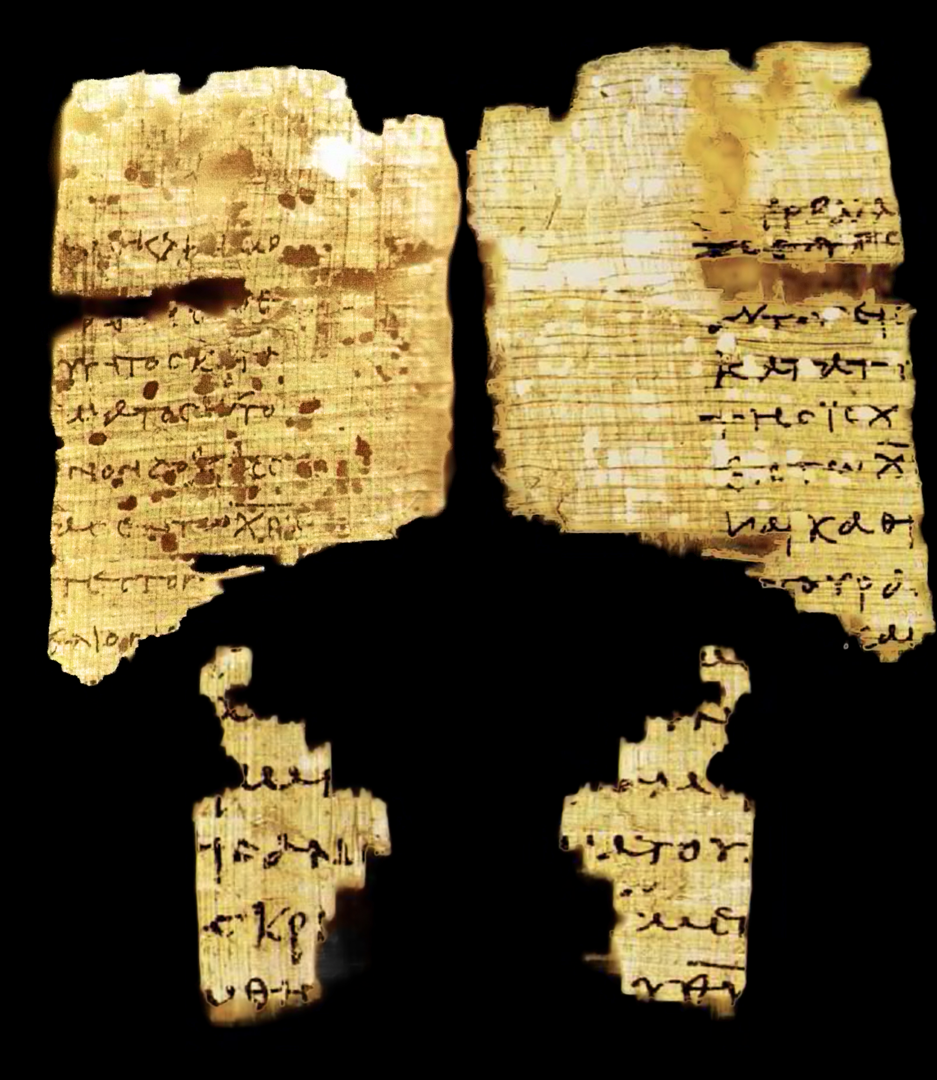 P. Narmuthis inv. 69.39a+69.229a showing Ephesians 1:21 from 3rd / 4th Century found in Narmuthis, Faiyum, Egypt, currently housed at Egyptian Museum, Cairo, Egypt