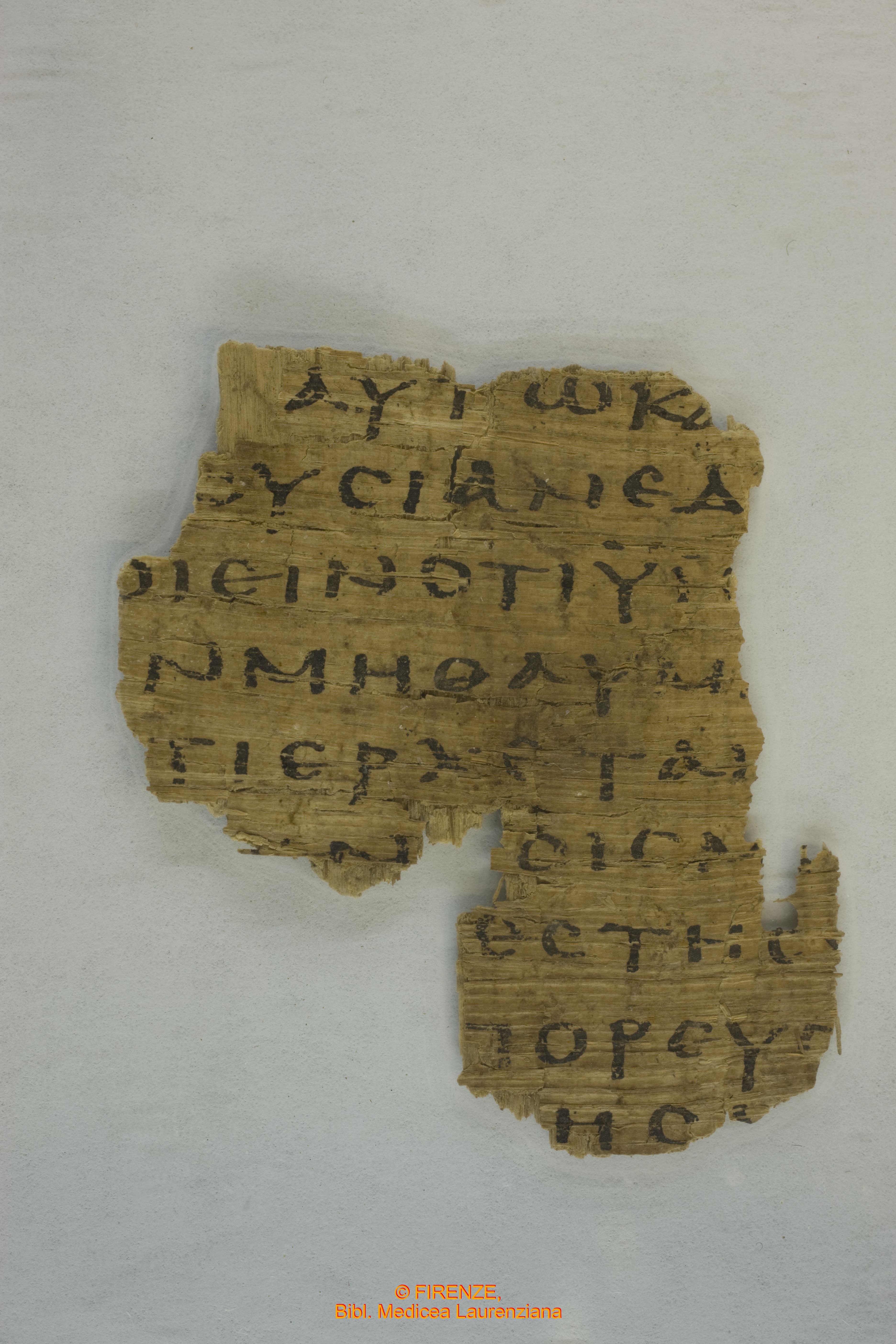 Papyrus 95 showing John 5:27 from Early 3rd Century, currently housed at Biblioteca Medicea Laurenziana, Florence