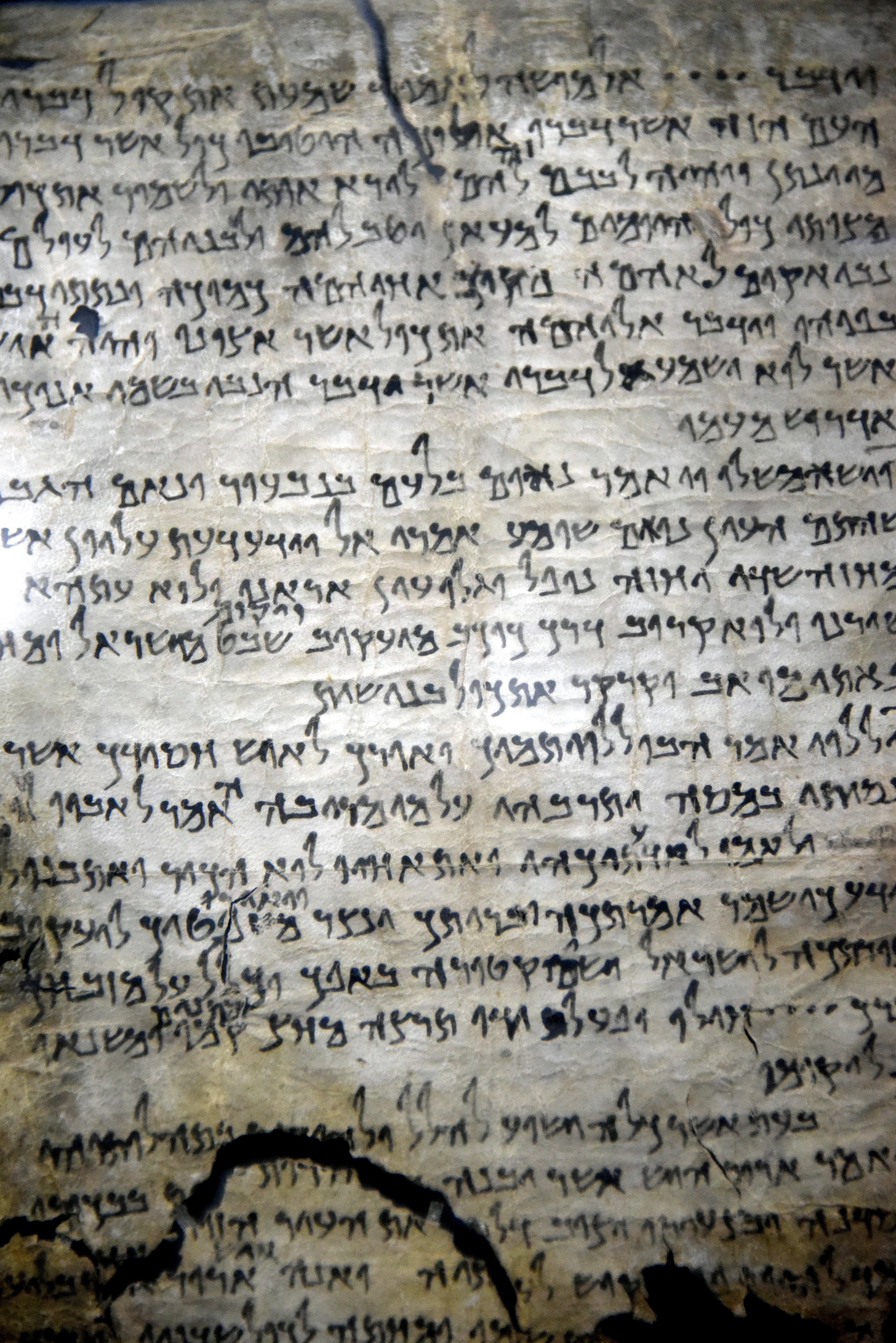 4QTestimonia (Testimonia) (Scan 1) showing Numbers 24:17 from Early 1st Century BC (c. 100–75 BC) found in Qumran, Cave 4, currently housed at The Jordan Museum, Amman, Jordan