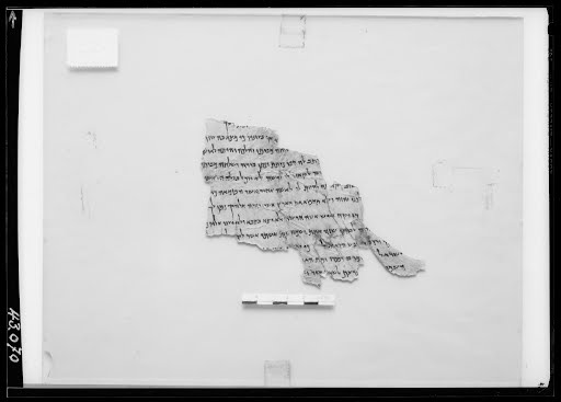 4QDeuteronomy a (4QDeutᵃ) (Scan 4) showing Deuteronomy 24:2 from Early to Mid-2nd Century BC found in Qumran, Cave 4, currently housed at Rockefeller Museum, Jerusalem