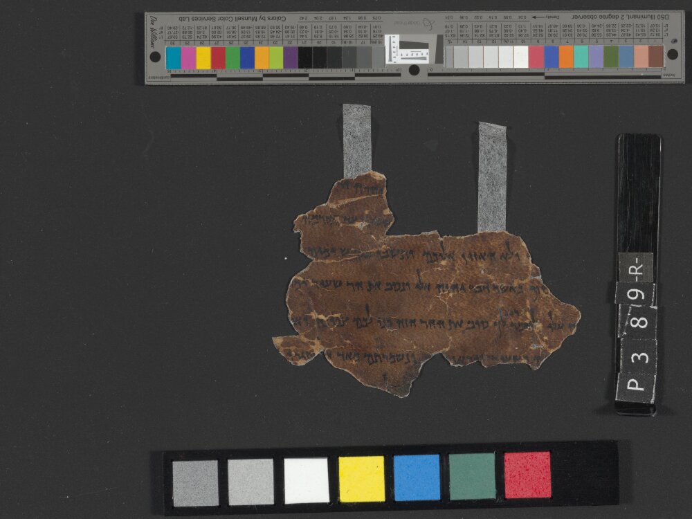 4Q Deuteronomy h (4Q35) (Scan 2) showing Deuteronomy 2:4 from Transitional Hasmonean-Herodian (c. 50–1 BC) found in Qumran, Cave 4, currently housed at Rockefeller Museum, Jerusalem