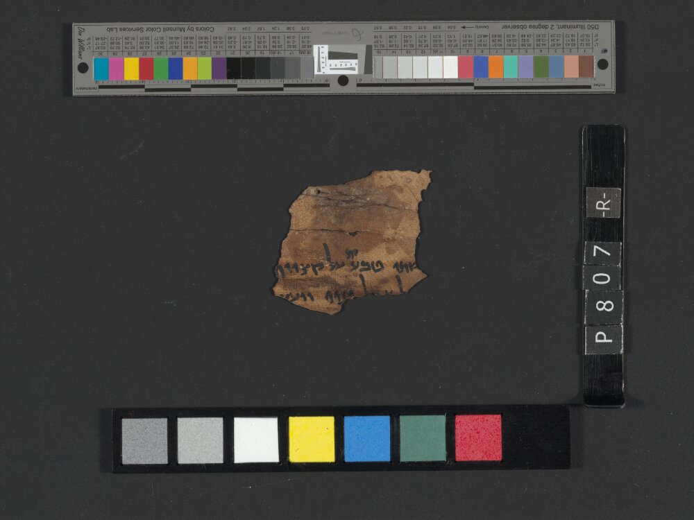 4Q Reworked Pentateuch c showing Exodus 39:17 from c. 75–50 BC found in Qumran, Cave 4, currently housed at Rockefeller Museum, Jerusalem