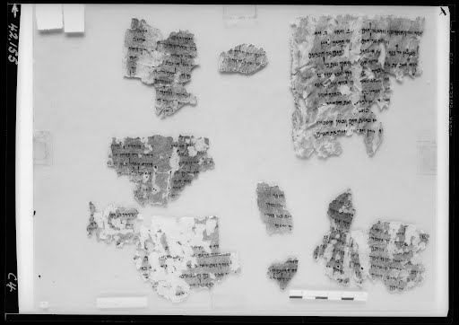 4QGenesis d (4QGenᵈ) (Scan 3) showing Genesis 1:21 from Mid-1st Century BC found in Qumran, Cave 4, currently housed at Rockefeller Museum, Jerusalem