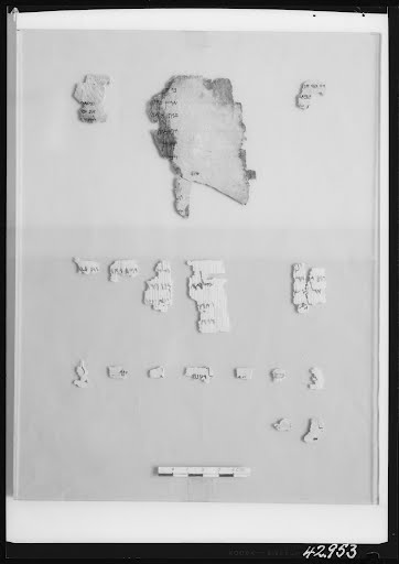 6QDeuteronomy showing Deuteronomy 11:10 from Mid-2nd Century BC – Mid-1st Century AD found in Qumran, Cave 6, currently housed at Rockefeller Museum, Jerusalem