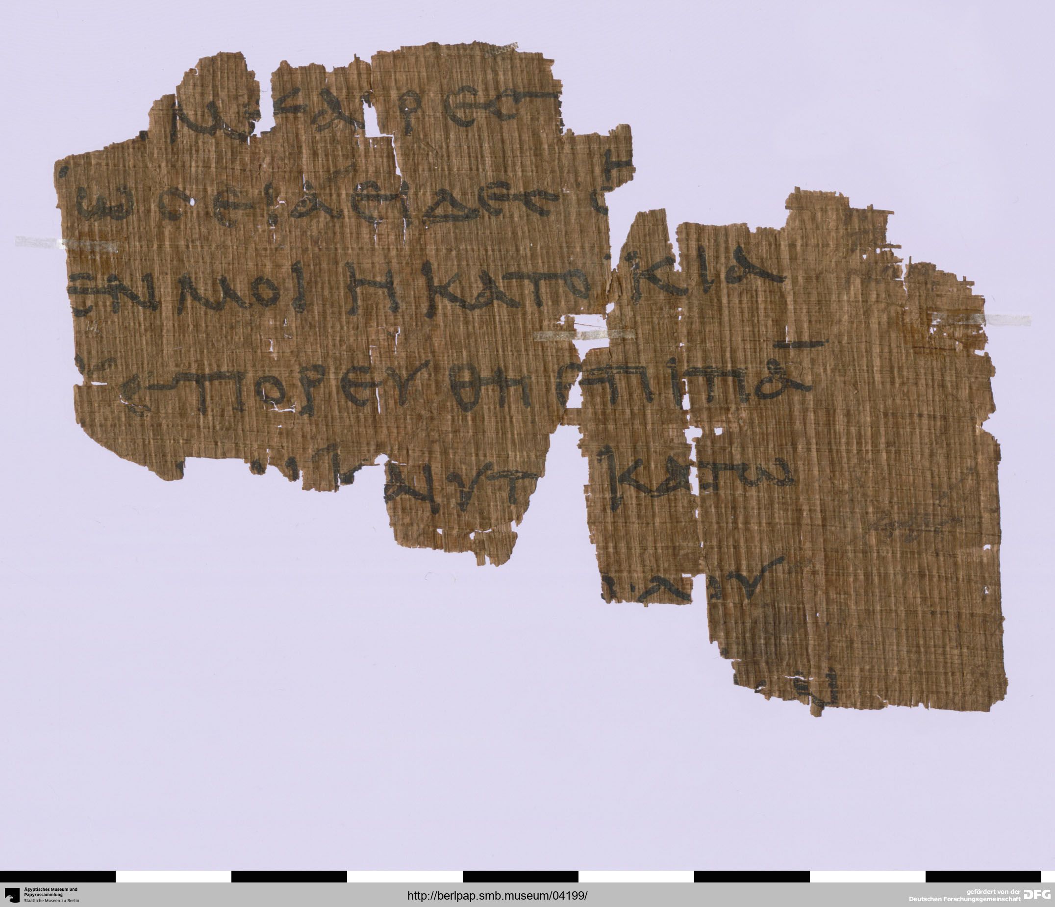 Papyrus 17212 showing Jeremiah 3:7 from 3rd Century AD, currently housed at Ägyptisches Museum, Berlin
