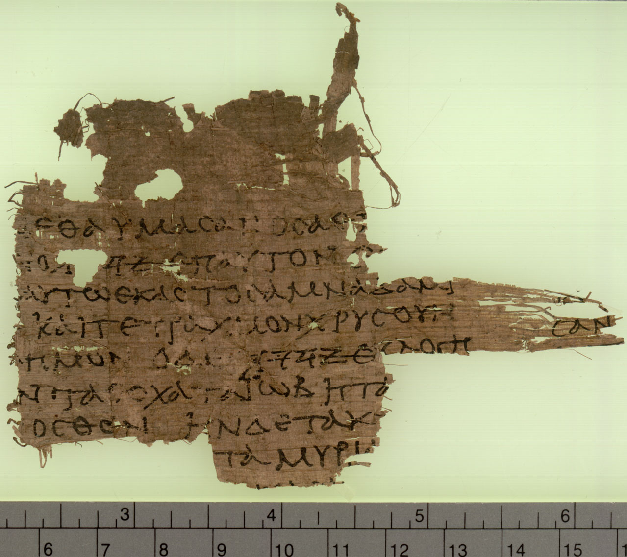 P. Oxy. 3522 (Scan 1) showing Job 42:12 from 1st Century AD found in Oxyrhynchus, Egypt, currently housed at Ashmolean Museum, Oxford