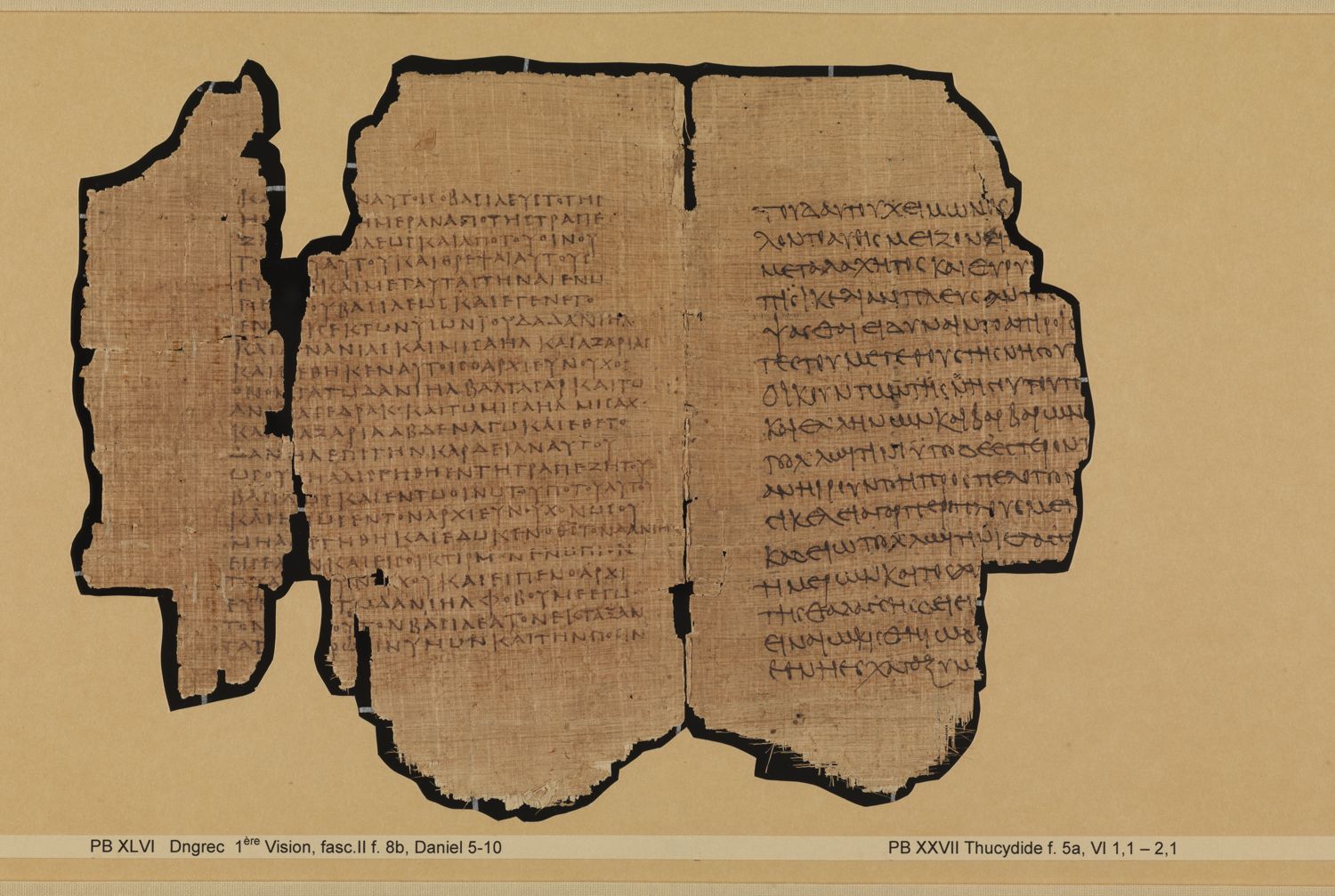 Papyrus Bodmer XLV / XLVI showing Daniel 13:64 from 3rd - 4th Century AD, currently housed at Fondation Bodmer, Cologny