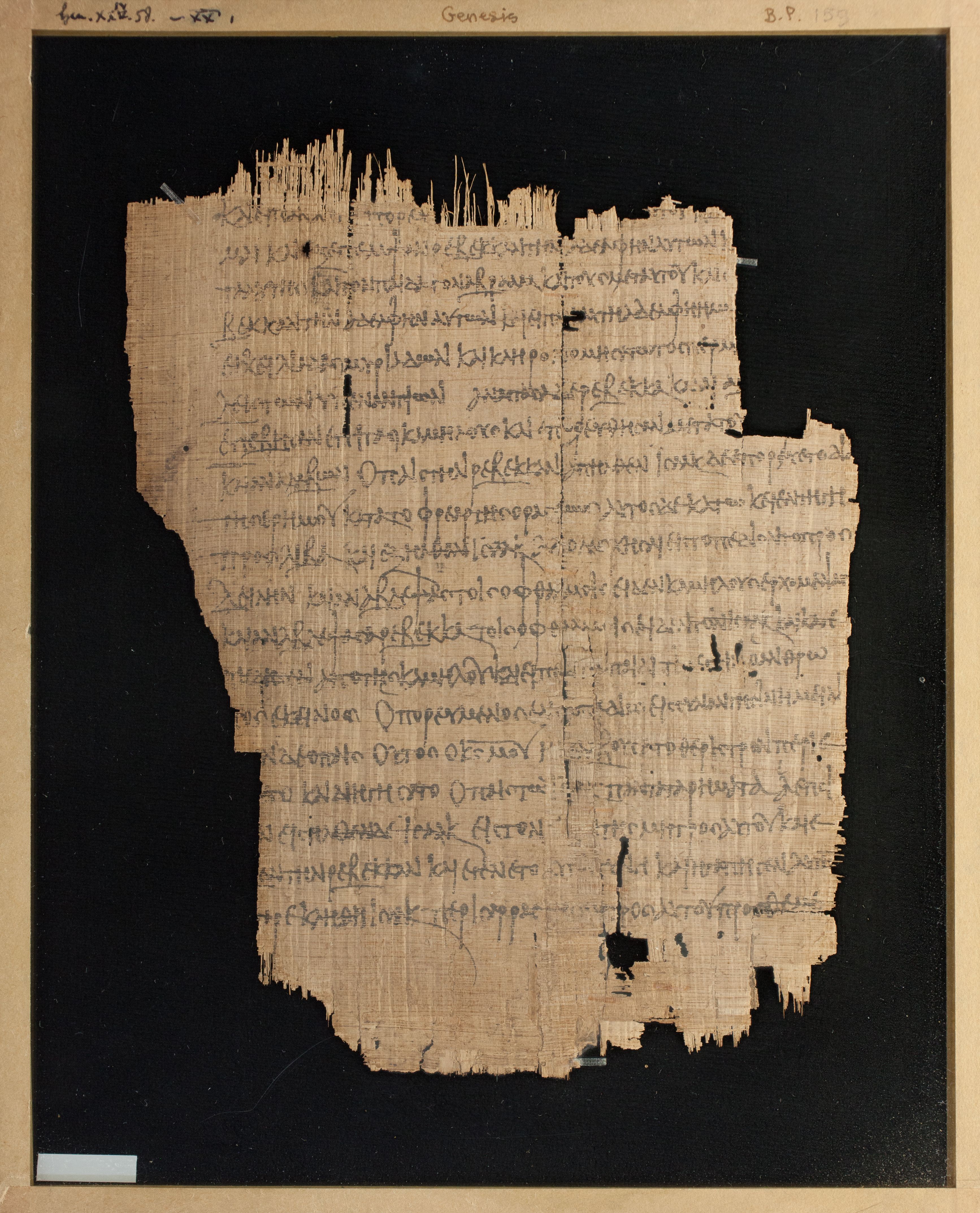 Papyrus Chester Beatty V showing Genesis 24:64 from 3rd Century AD found in Egypt, currently housed at Chester Beatty Library, Dublin