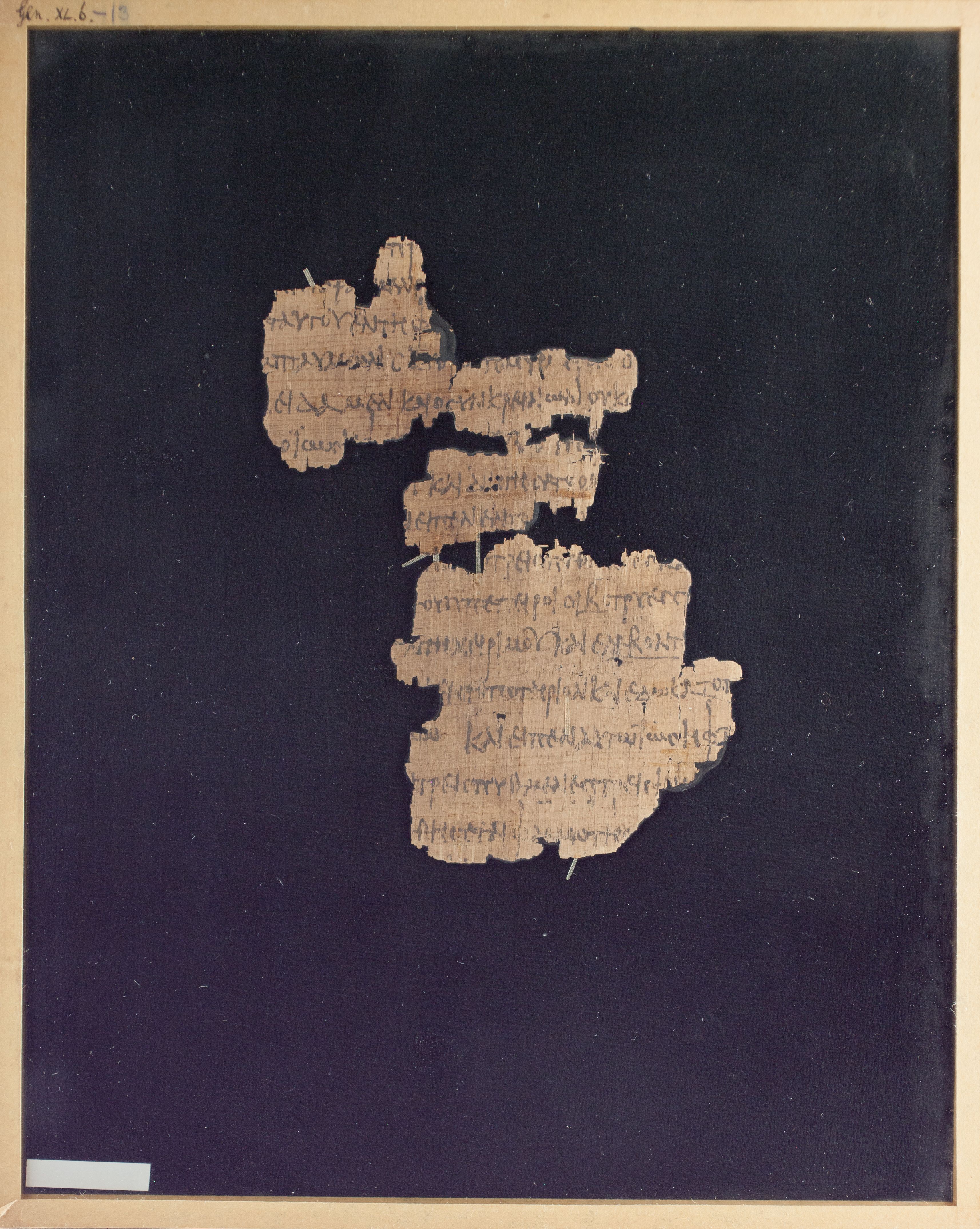 Papyrus Chester Beatty V showing Genesis 40:13 from 3rd Century AD found in Egypt, currently housed at Chester Beatty Library, Dublin
