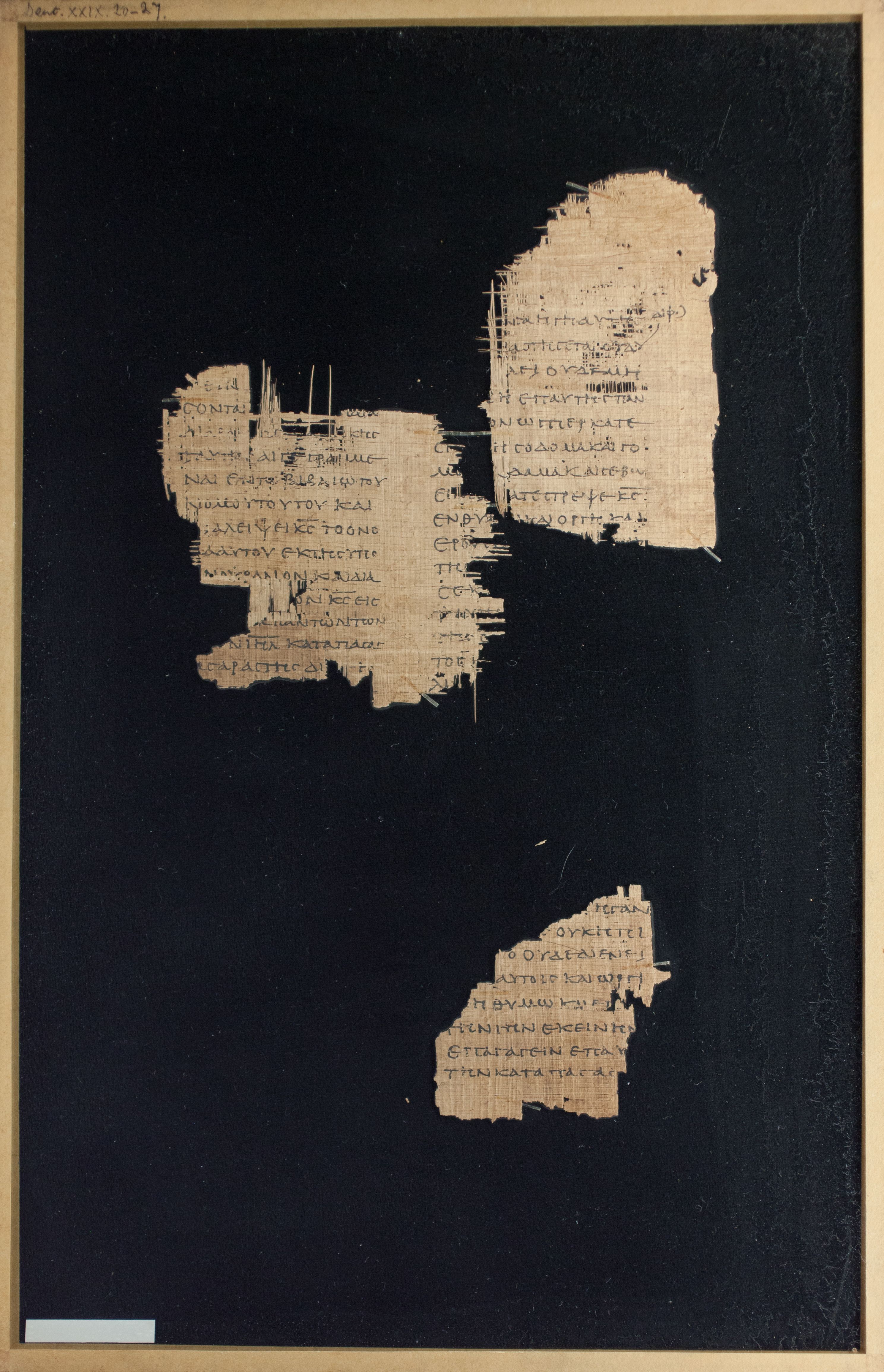 Papyrus Chester Beatty VI (Scan 1) showing Deuteronomy 29:21 from Mid-2nd Century AD - Mid-3rd Century AD found in Aphroditopolis (Atfih), Egypt, currently housed at Chester Beatty Library, Dublin & University of Michigan, Ann Arbor
