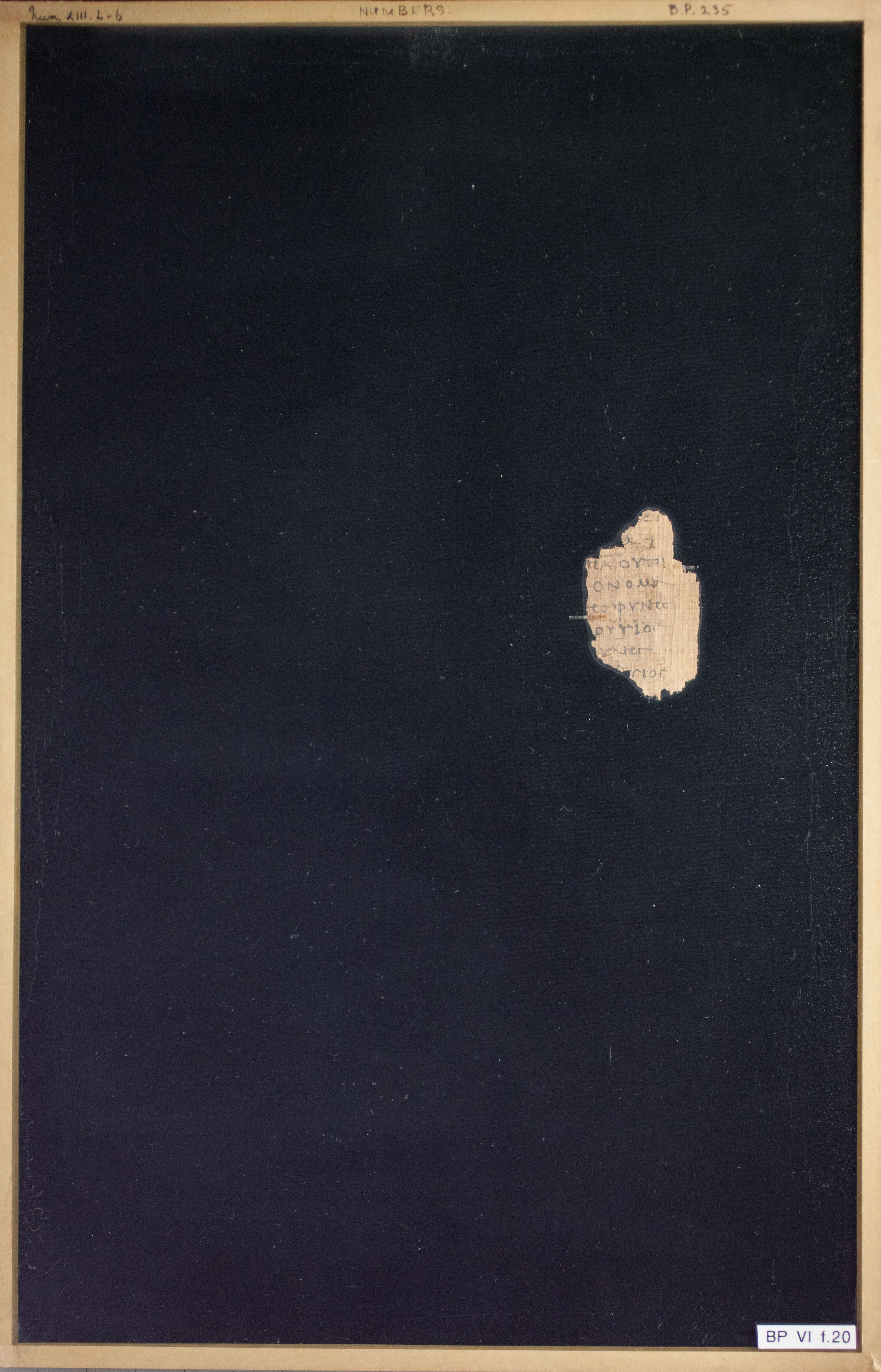 Papyrus Chester Beatty VI (Scan 2) showing Numbers 8:4 from Mid-2nd Century AD - Mid-3rd Century AD found in Aphroditopolis (Atfih), Egypt, currently housed at Chester Beatty Library, Dublin & University of Michigan, Ann Arbor