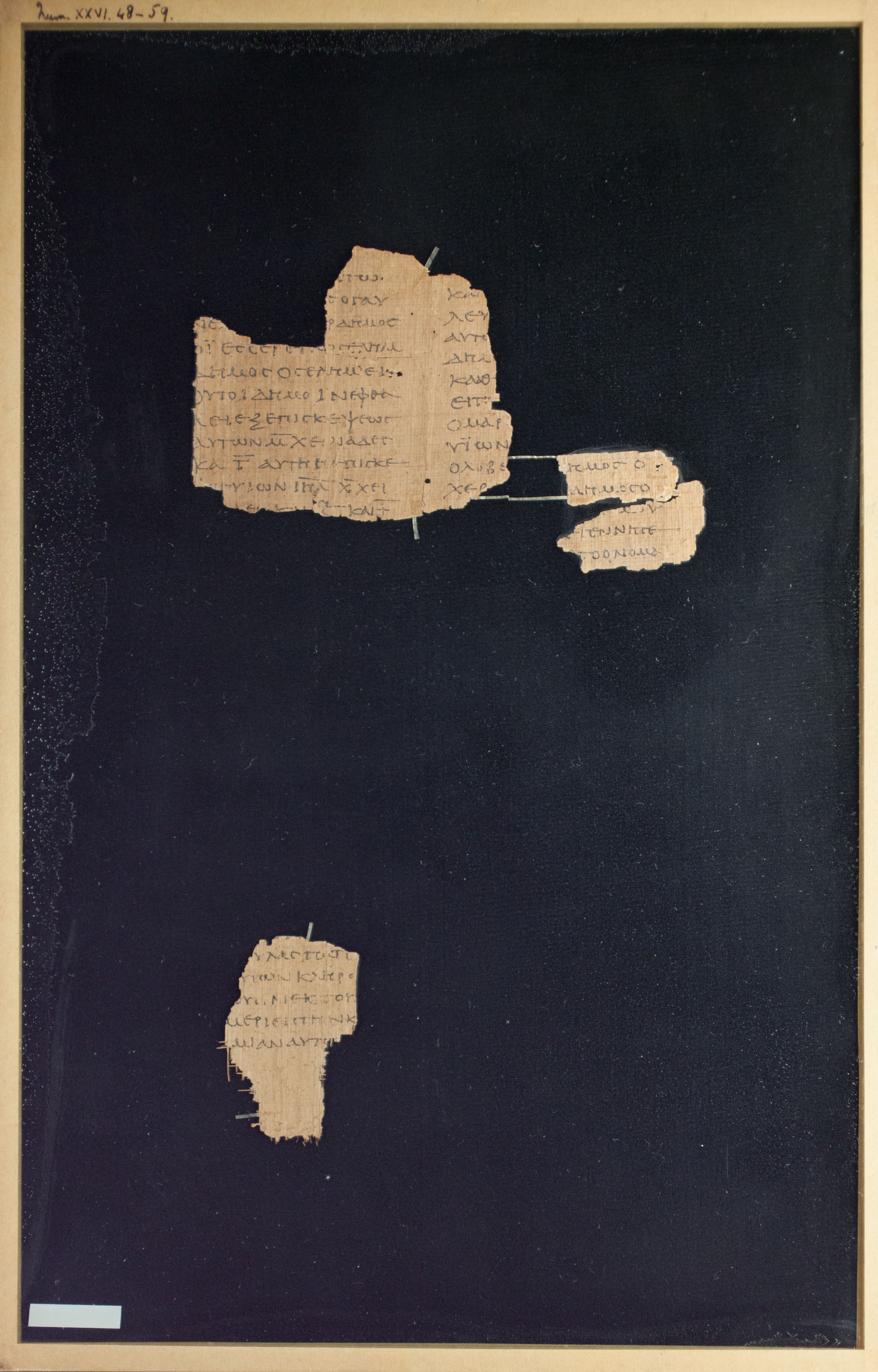 Papyrus Chester Beatty VI showing Numbers 26:49 from Mid-2nd Century AD - Mid-3rd Century AD found in Aphroditopolis (Atfih), Egypt, currently housed at Chester Beatty Library, Dublin & University of Michigan, Ann Arbor
