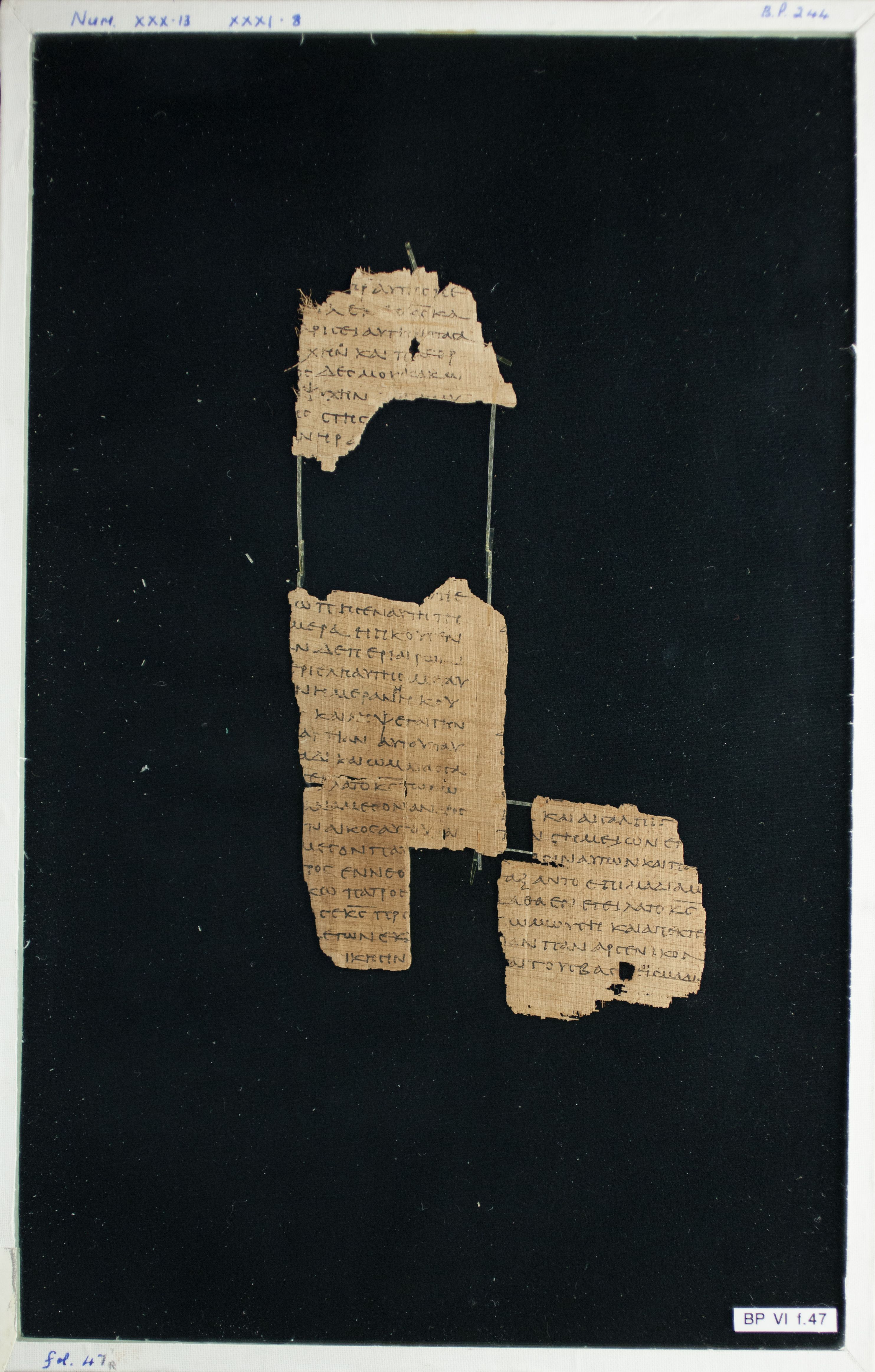 Papyrus Chester Beatty VI (Scan 2) showing Numbers 30:13 from Mid-2nd Century AD - Mid-3rd Century AD found in Aphroditopolis (Atfih), Egypt, currently housed at Chester Beatty Library, Dublin & University of Michigan, Ann Arbor