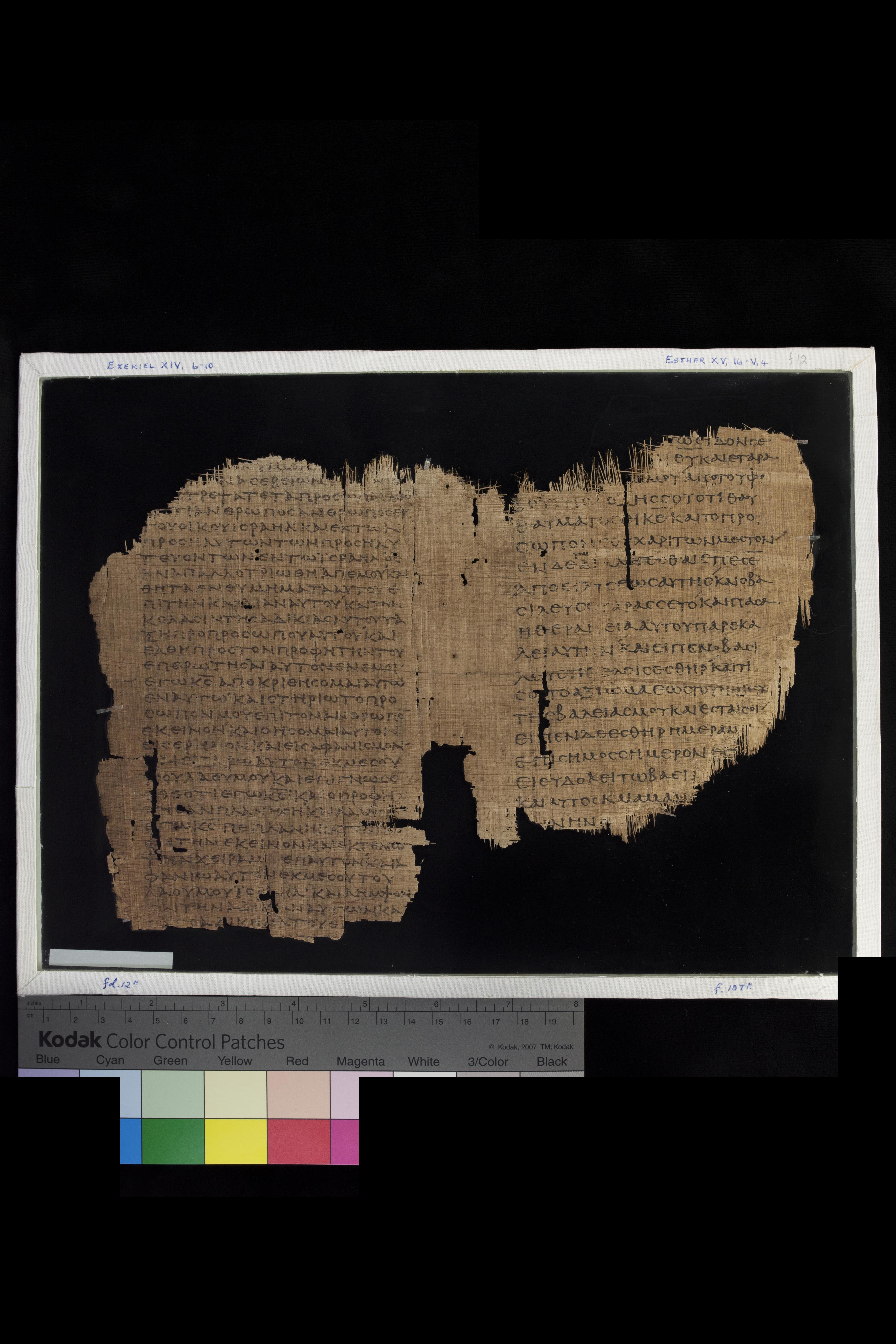 Papyrus 967 (Scan 1) showing Ezekiel 14:9 from Late 2nd Century - Early 3rd Century AD, currently housed at Chester Beatty Library (Dublin) and University of Cologne