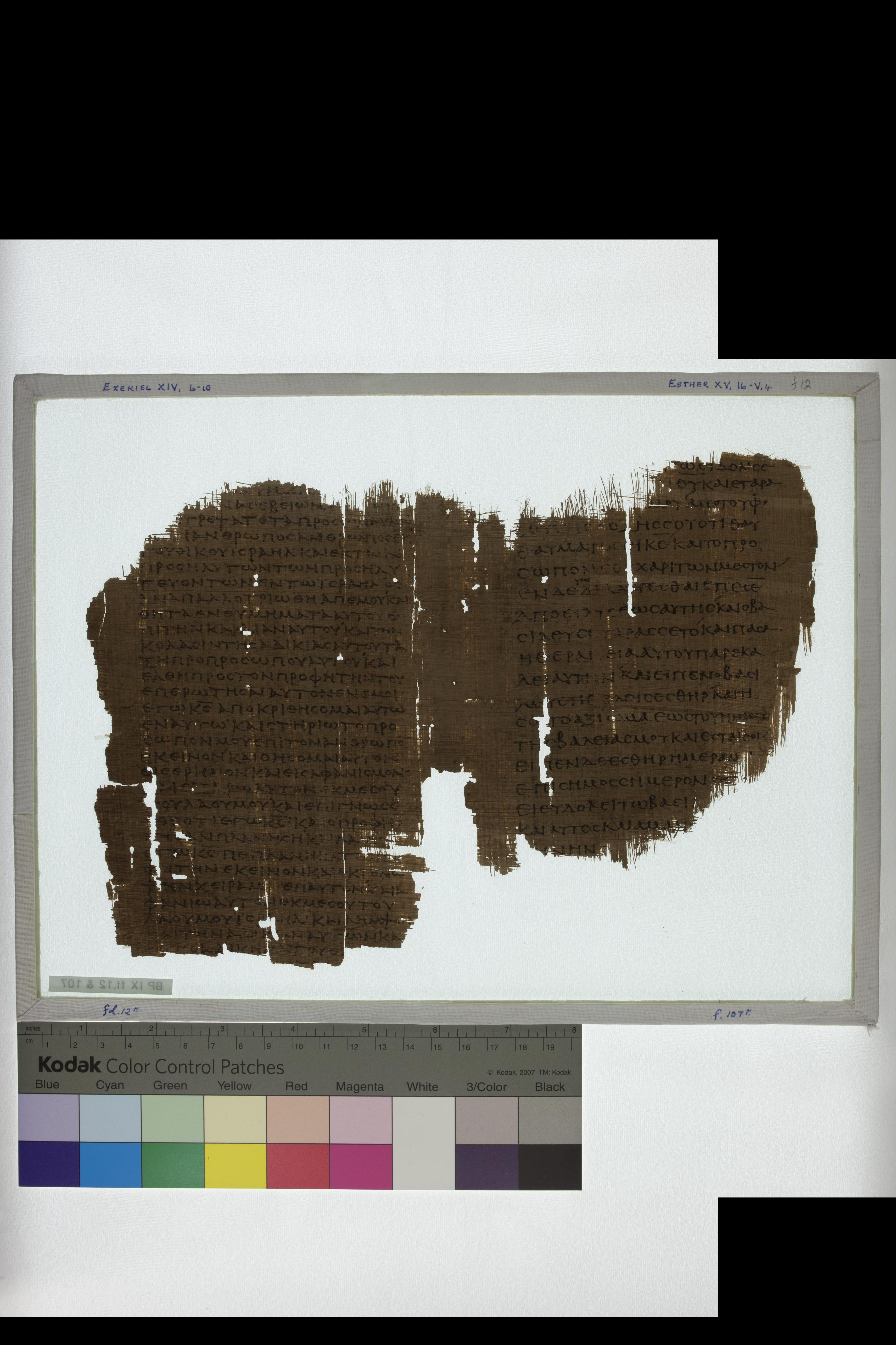 Papyrus 967 (Scan 2) showing Ezekiel 14:9 from Late 2nd Century - Early 3rd Century AD, currently housed at Chester Beatty Library (Dublin) and University of Cologne