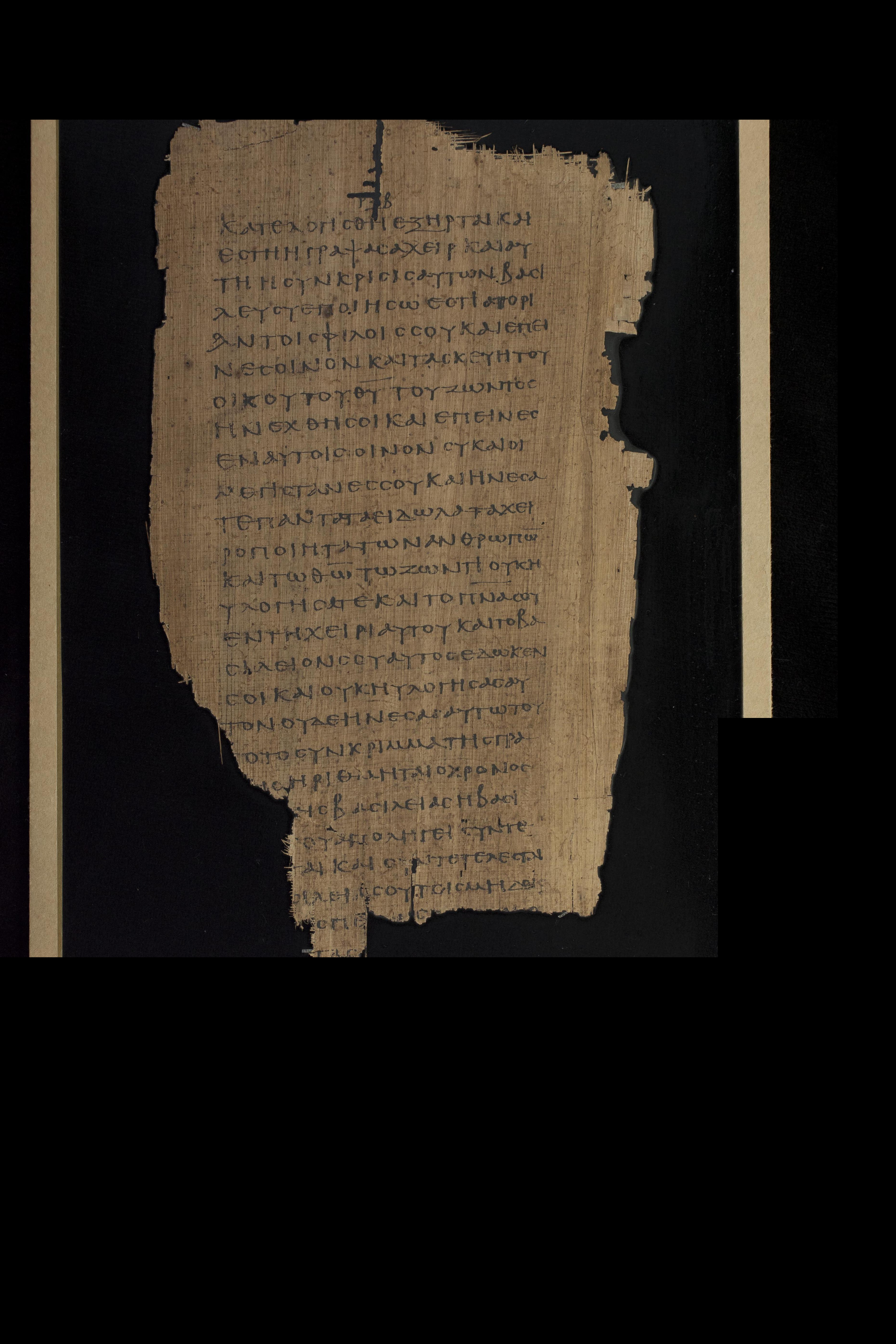 Papyrus 967 (Scan 1) showing Daniel 5:21 from Late 2nd Century - Early 3rd Century AD, currently housed at Chester Beatty Library (Dublin) and University of Cologne