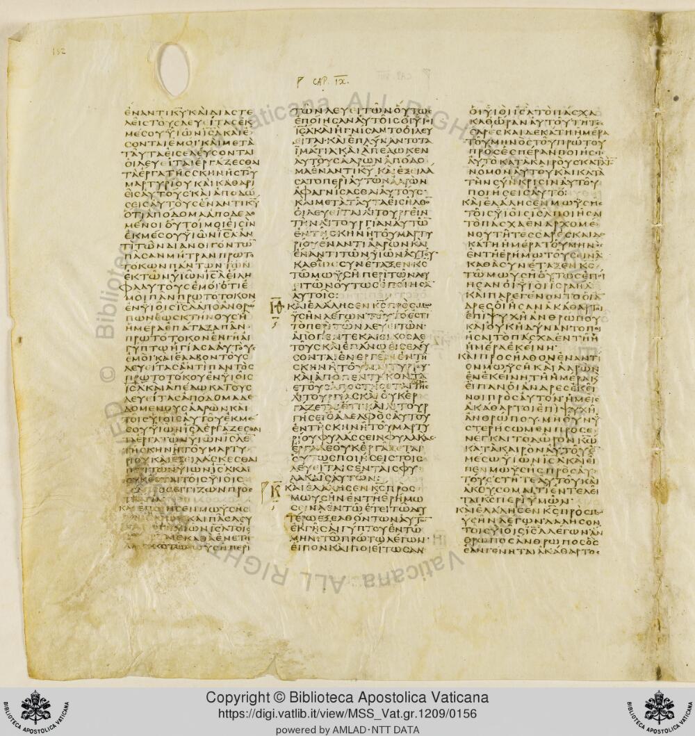 Codex Vaticanus showing Numbers 8:21 from Early to Mid-4th Century AD, currently housed at Vatican Library, Vatican City