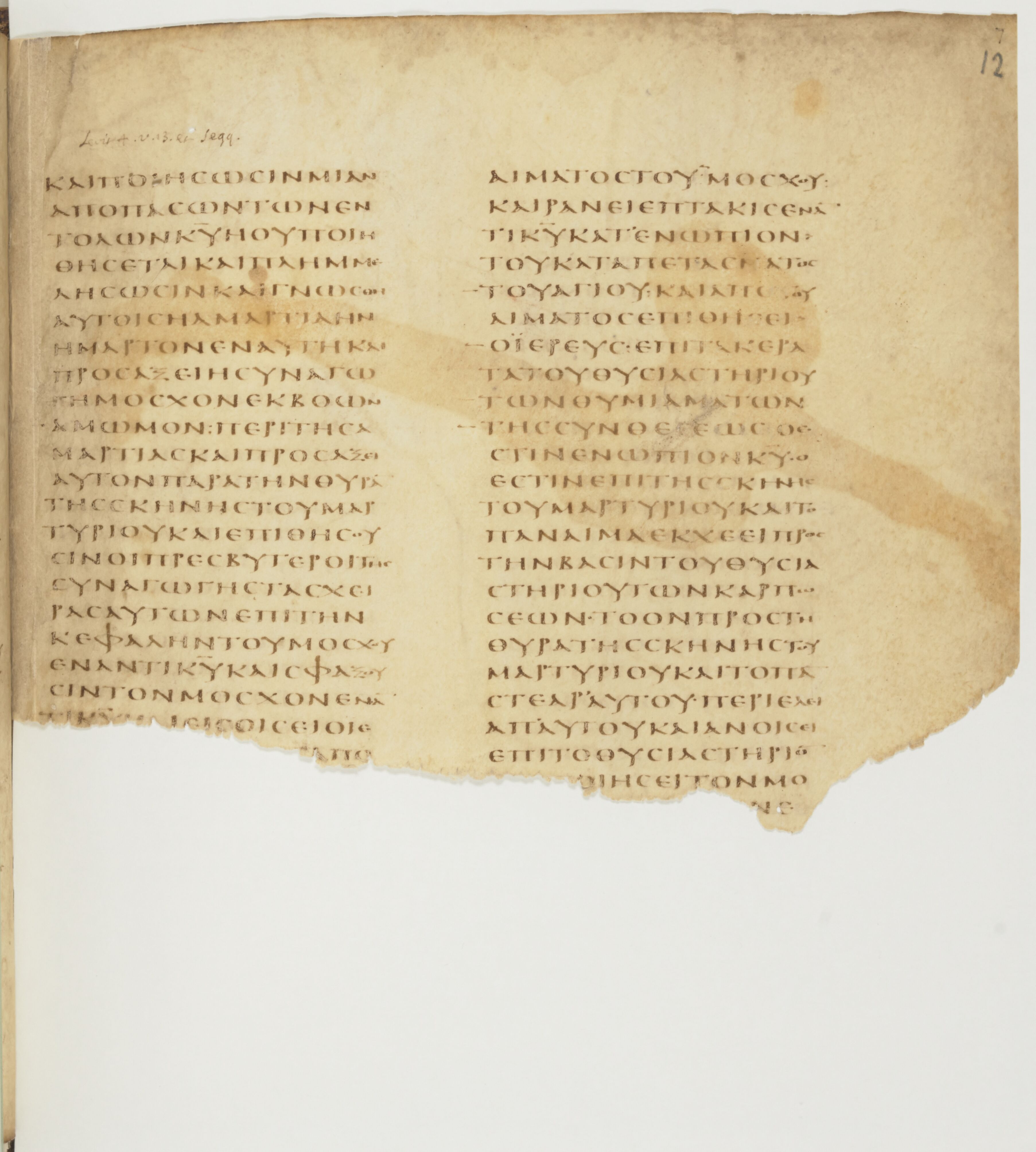 Codex Colberto-Sarravianus showing Leviticus 8:21 from Late 4th Century – Early 5th Century AD found in Egypt, currently housed at University Library, Leiden; Bibliothèque nationale de France, Paris; National Library of Russia, Saint Petersburg