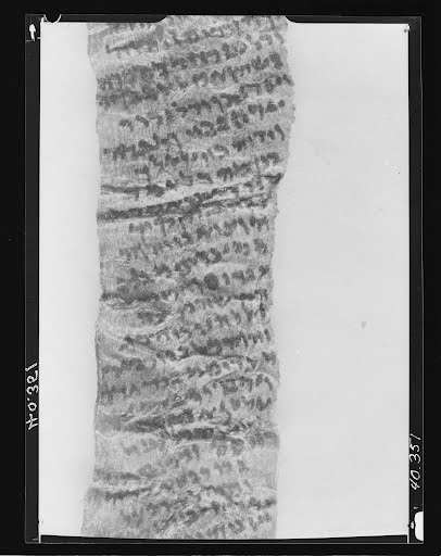 Mur4 (Wadi Murabba'at Phylacteries) (Scan 2) showing Deuteronomy 11:21 from Roman found in Wadi Murabba'at