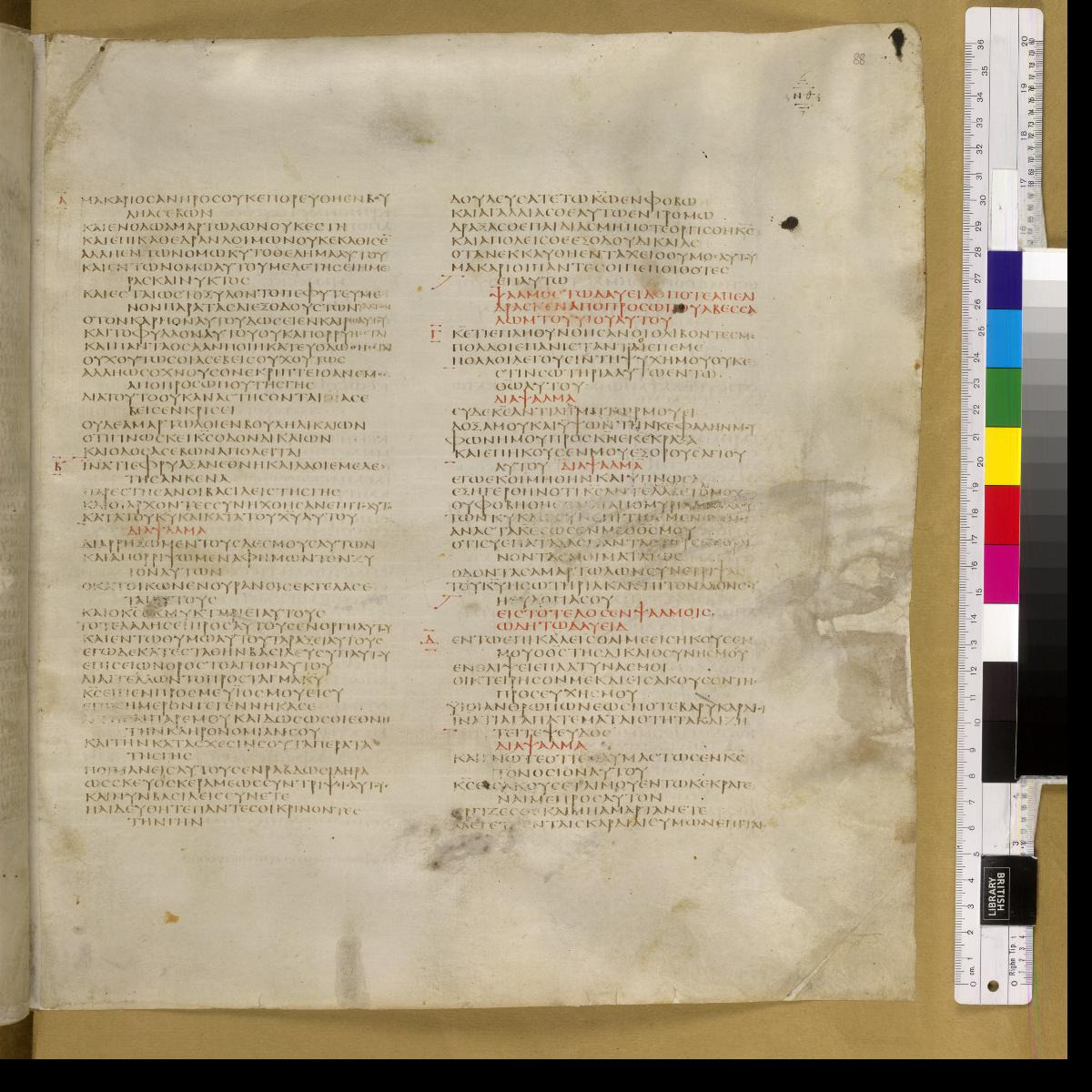 Codex Sinaiticus showing Psalms 2:7 from 4th Century AD found in St. Catherine's Monastery, Sinai, Egypt, currently housed at British Library, London; Leipzig University Library; National Library of Russia; St. Catherine's Monastery