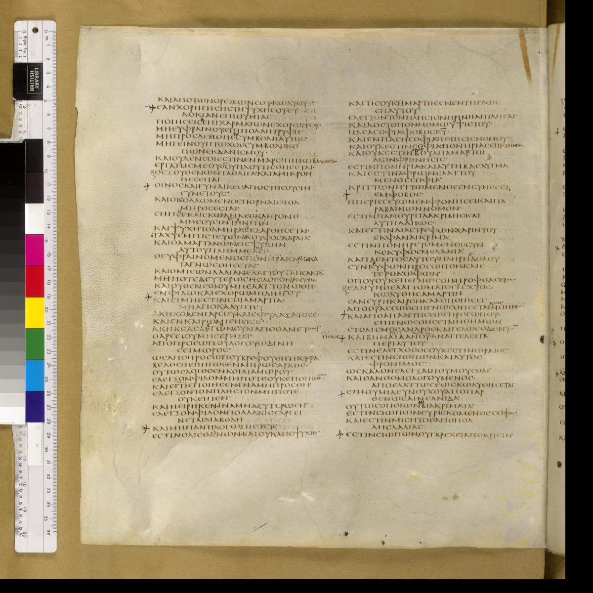 Codex Sinaiticus showing Sirach 19:21 from 4th Century AD found in St. Catherine's Monastery, Sinai, Egypt, currently housed at British Library, London; Leipzig University Library; National Library of Russia; St. Catherine's Monastery