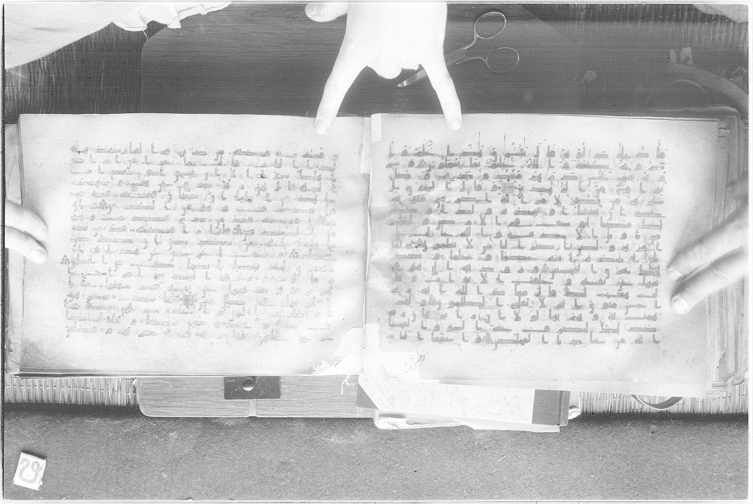 Meknes, Private library of Sherif ʿAbdarraḥmān b. Zīdān, no call number (Scan 2), in kūfī (type C.I) script, showing Surah 12:21 from 8th Century AD found in Meknes, Morocco, currently housed at Private library of Sherif ʿAbdarraḥmān b. Zīdān, Meknes (with fragments in Rabat, Kuwait, and private collections)