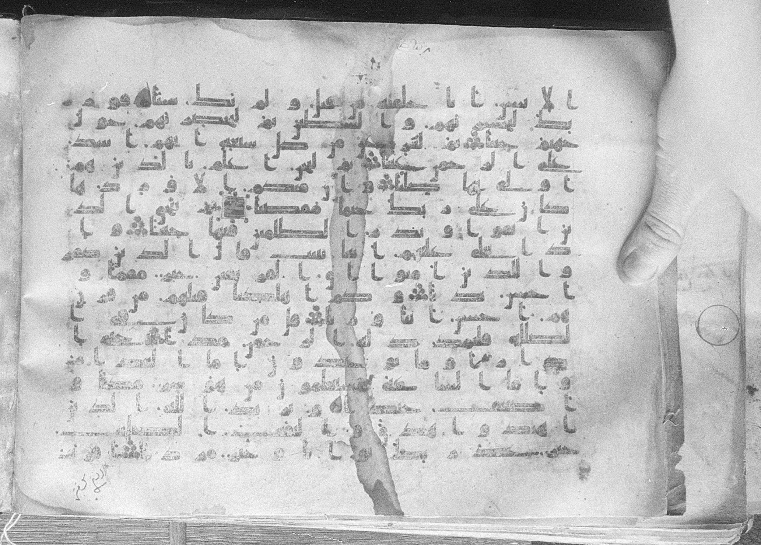 Meknes, Private library of Sherif ʿAbdarraḥmān b. Zīdān, no call number (Scan 1), in kūfī (type C.I) script, showing Surah 19:76 from 8th Century AD found in Meknes, Morocco, currently housed at Private library of Sherif ʿAbdarraḥmān b. Zīdān, Meknes (with fragments in Rabat, Kuwait, and private collections)