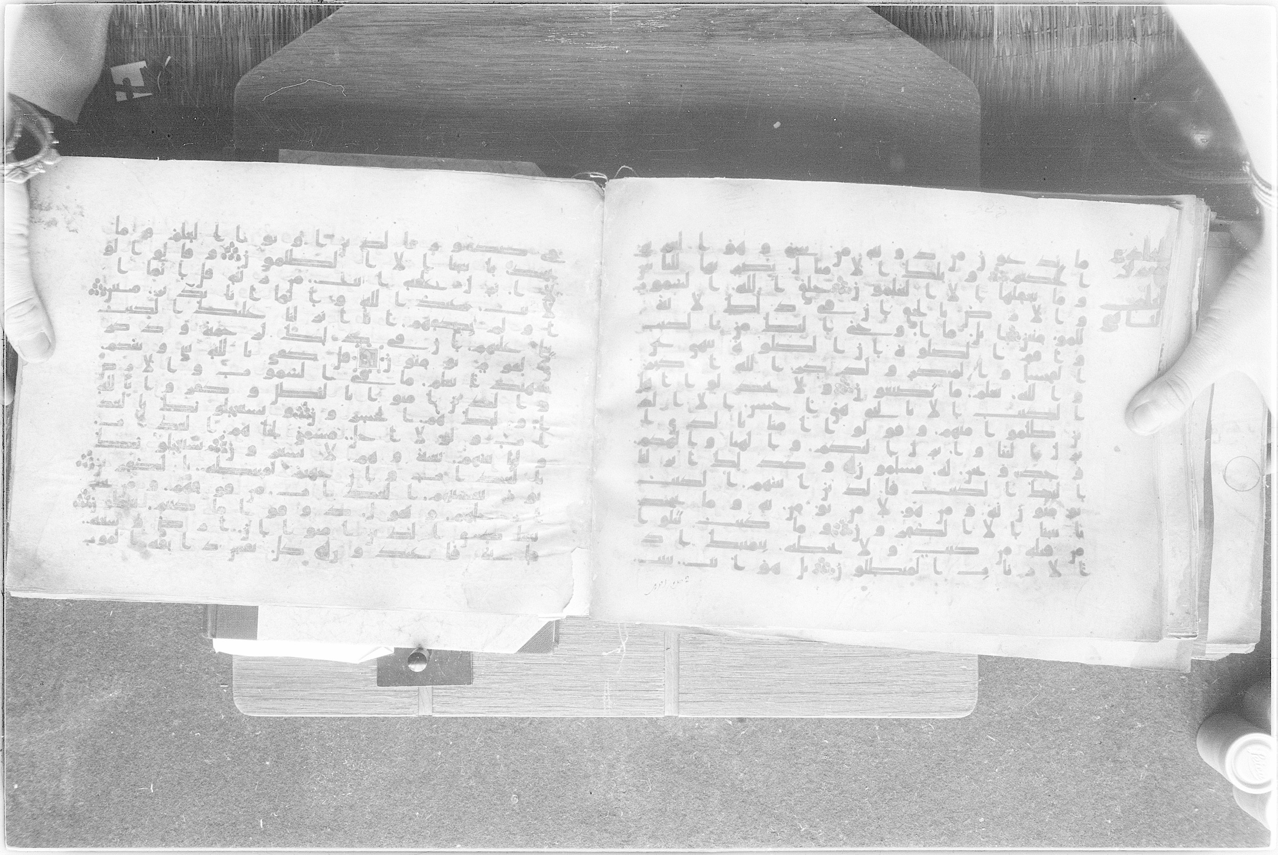 Meknes, Private library of Sherif ʿAbdarraḥmān b. Zīdān, no call number (Scan 2), in kūfī (type C.I) script, showing Surah 29:49 from 8th Century AD found in Meknes, Morocco, currently housed at Private library of Sherif ʿAbdarraḥmān b. Zīdān, Meknes (with fragments in Rabat, Kuwait, and private collections)