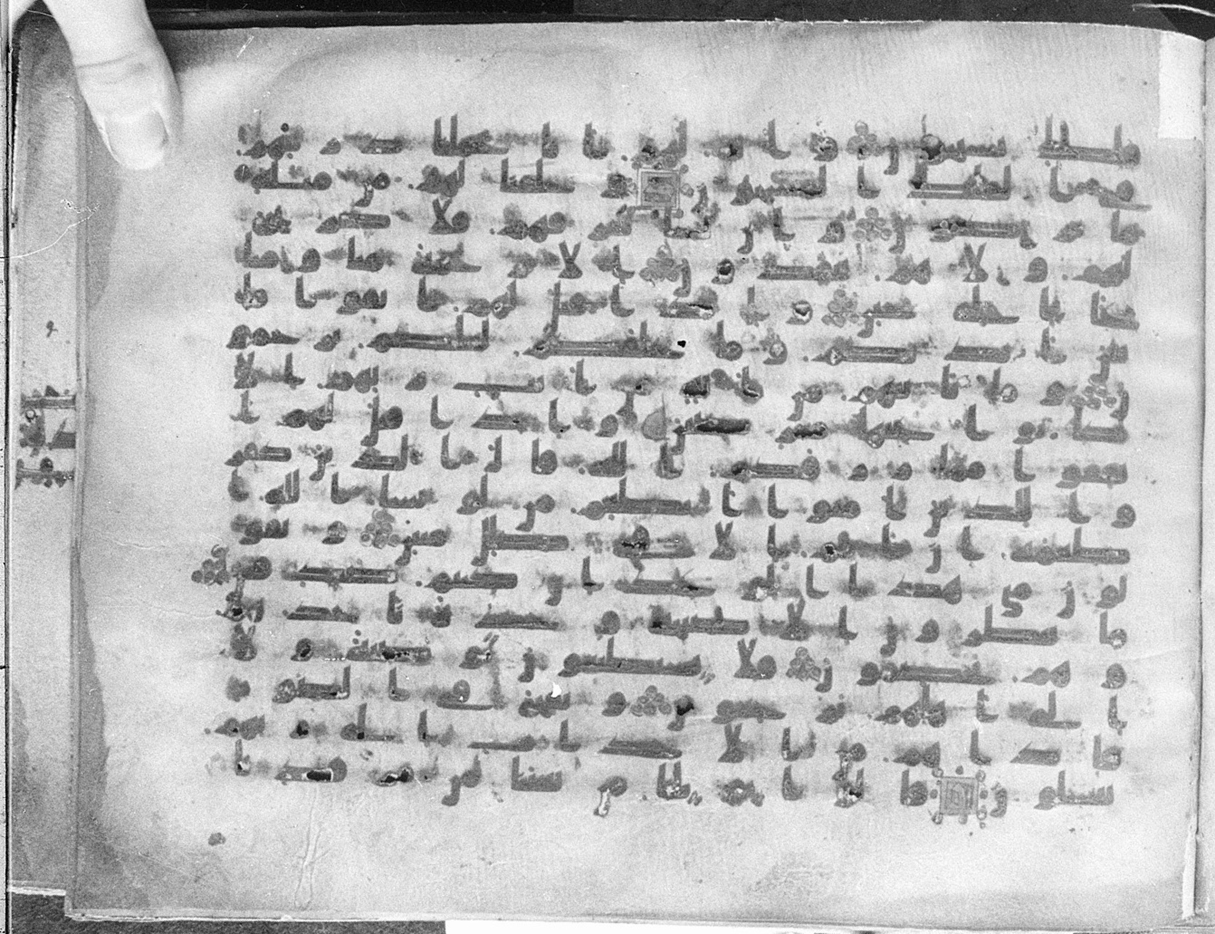 Meknes, Private library of Sherif ʿAbdarraḥmān b. Zīdān, no call number, in kūfī (type C.I) script, showing Surah 36:49 from 8th Century AD found in Meknes, Morocco, currently housed at Private library of Sherif ʿAbdarraḥmān b. Zīdān, Meknes (with fragments in Rabat, Kuwait, and private collections)