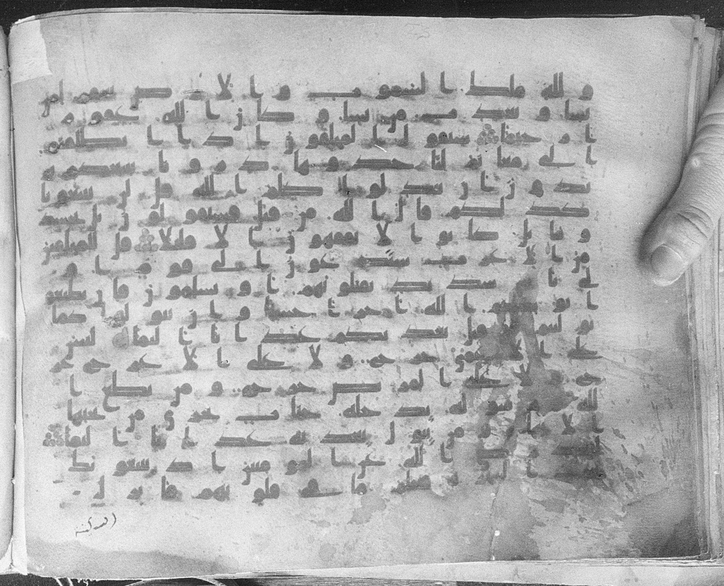Meknes, Private library of Sherif ʿAbdarraḥmān b. Zīdān, no call number (Scan 1), in kūfī (type C.I) script, showing Surah 48:18 from 8th Century AD found in Meknes, Morocco, currently housed at Private library of Sherif ʿAbdarraḥmān b. Zīdān, Meknes (with fragments in Rabat, Kuwait, and private collections)