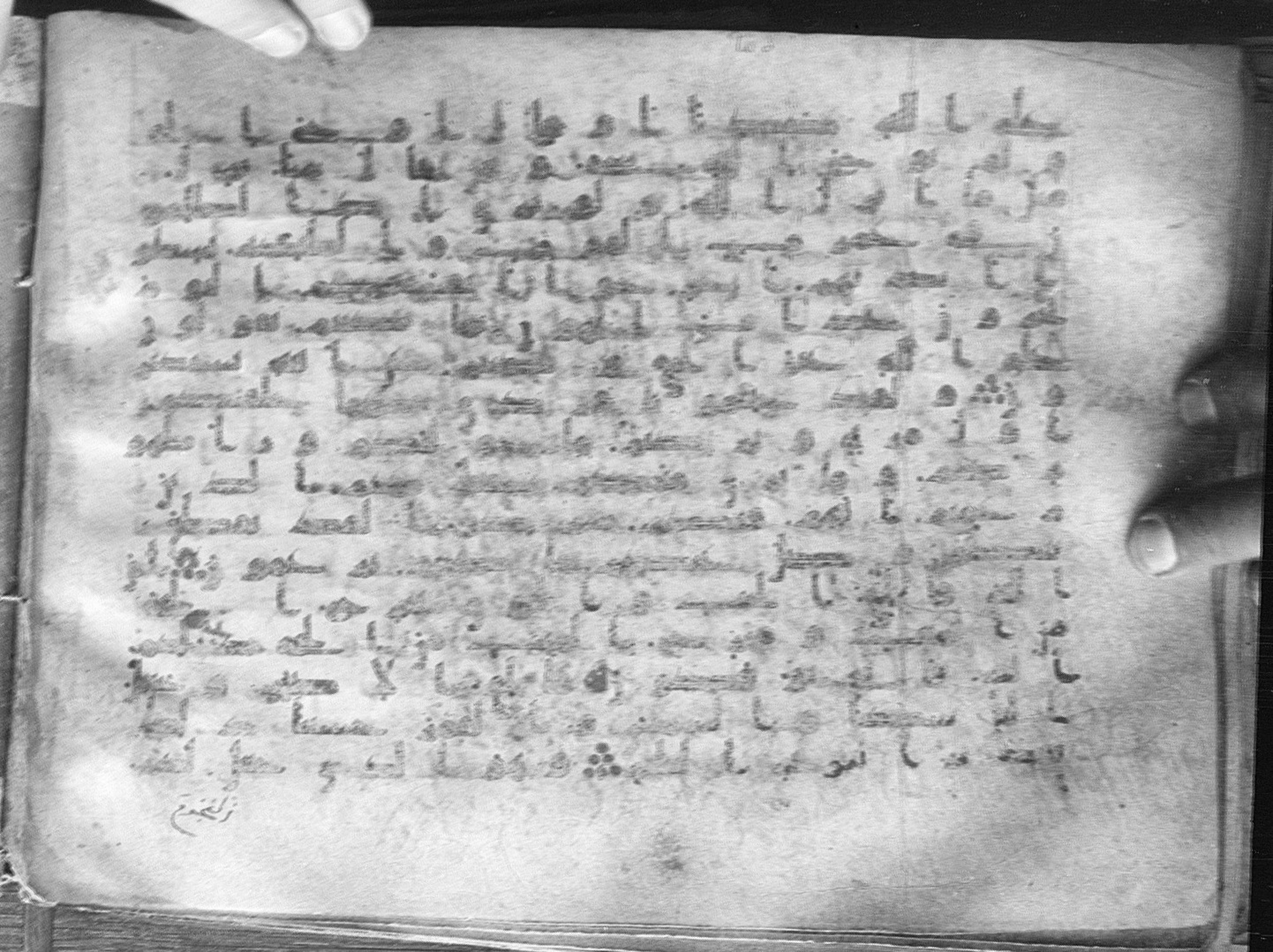 Meknes, Private library of Sherif ʿAbdarraḥmān b. Zīdān, no call number (Scan 1), in kūfī (type C.I) script, showing Surah 6:95 from 8th Century AD found in Meknes, Morocco, currently housed at Private library of Sherif ʿAbdarraḥmān b. Zīdān, Meknes (with fragments in Rabat, Kuwait, and private collections)