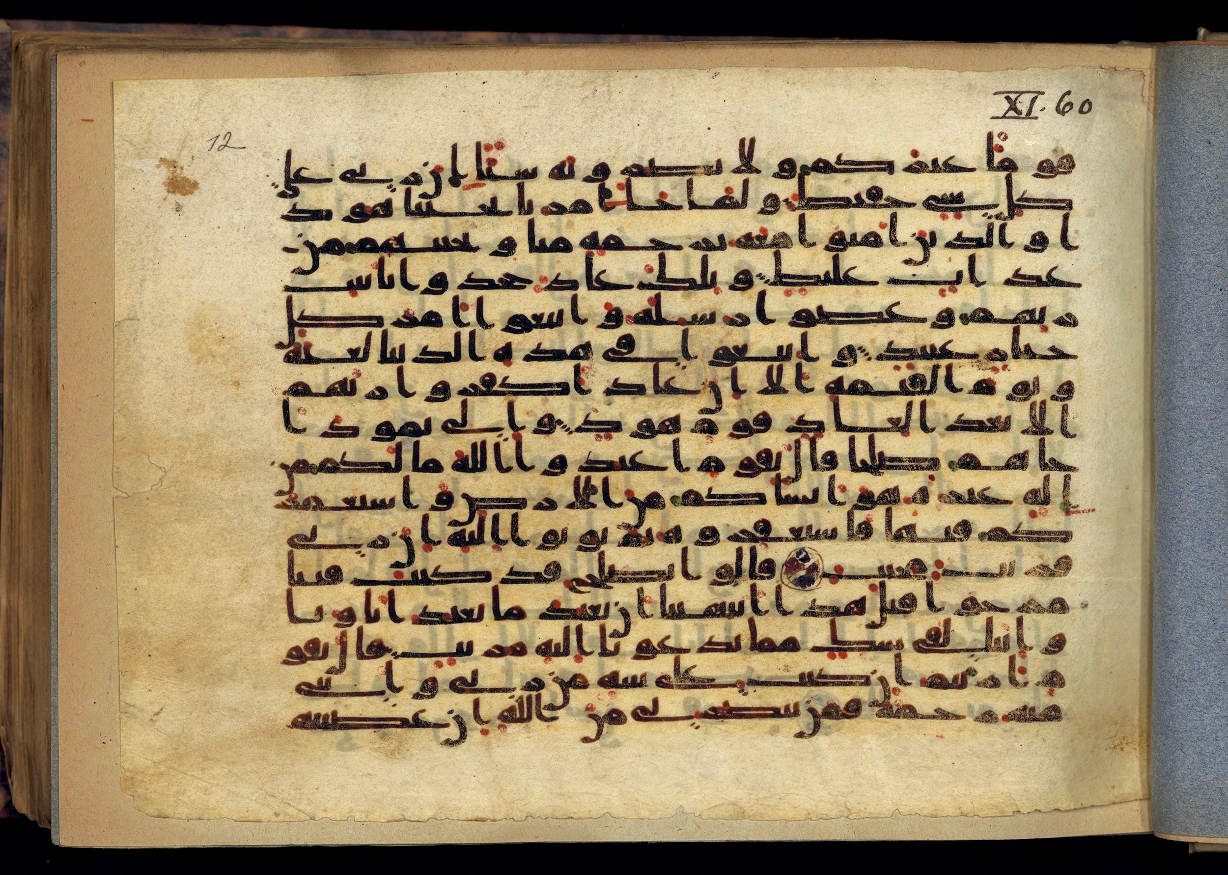 London, The British Library, Or. 2165 (Scan 1), in ḥiǧāzī II script, showing Surah 11:63 from Mid 7th to Mid 8th Century AD found in Fustat (Old Cairo), Egypt, currently housed at The British Library, London