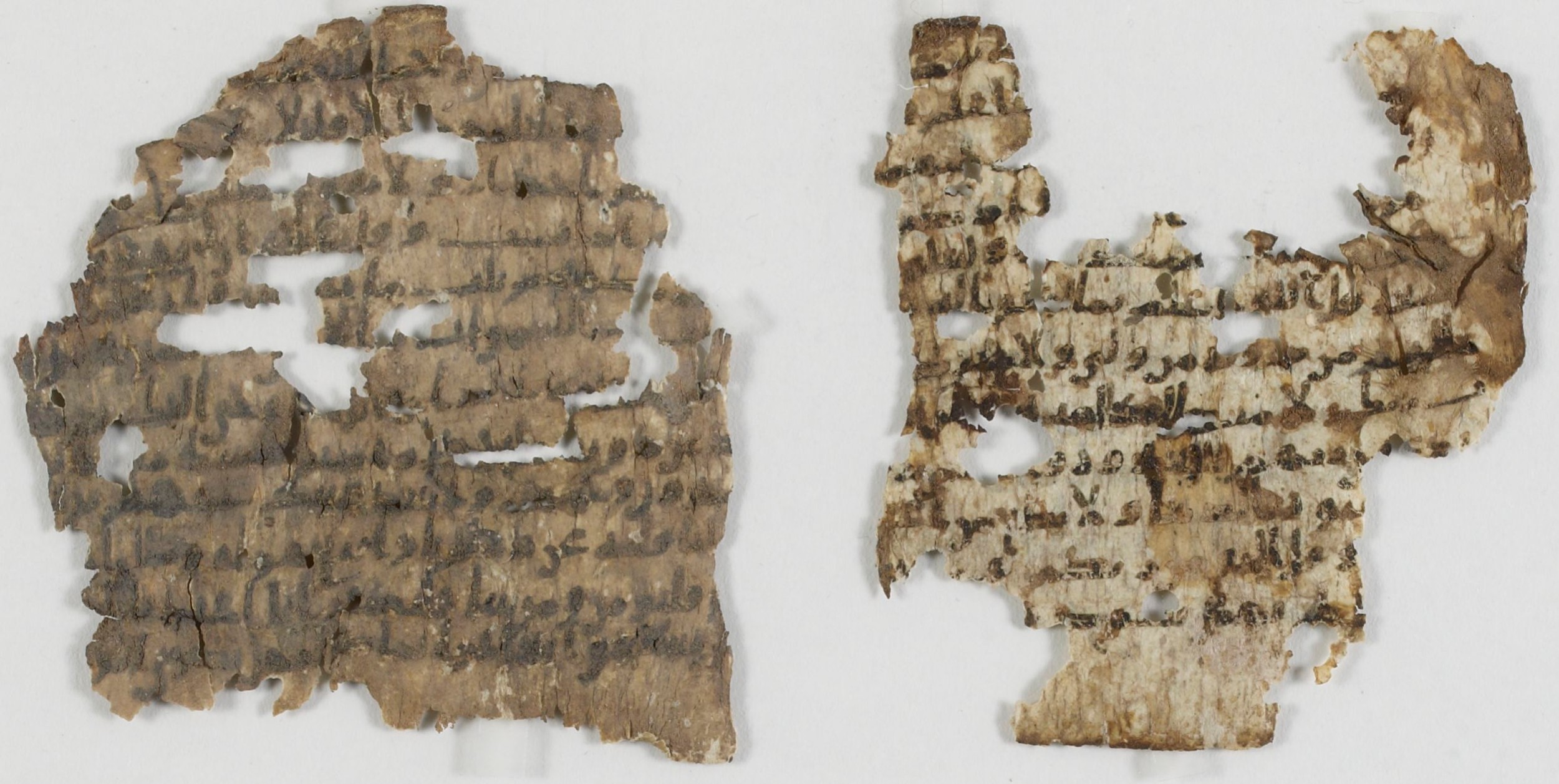 London, The British Library, Or. 2165, in ḥiǧāzī II script, showing Surah 18:32 from Mid 7th to Mid 8th Century AD found in Fustat (Old Cairo), Egypt, currently housed at The British Library, London