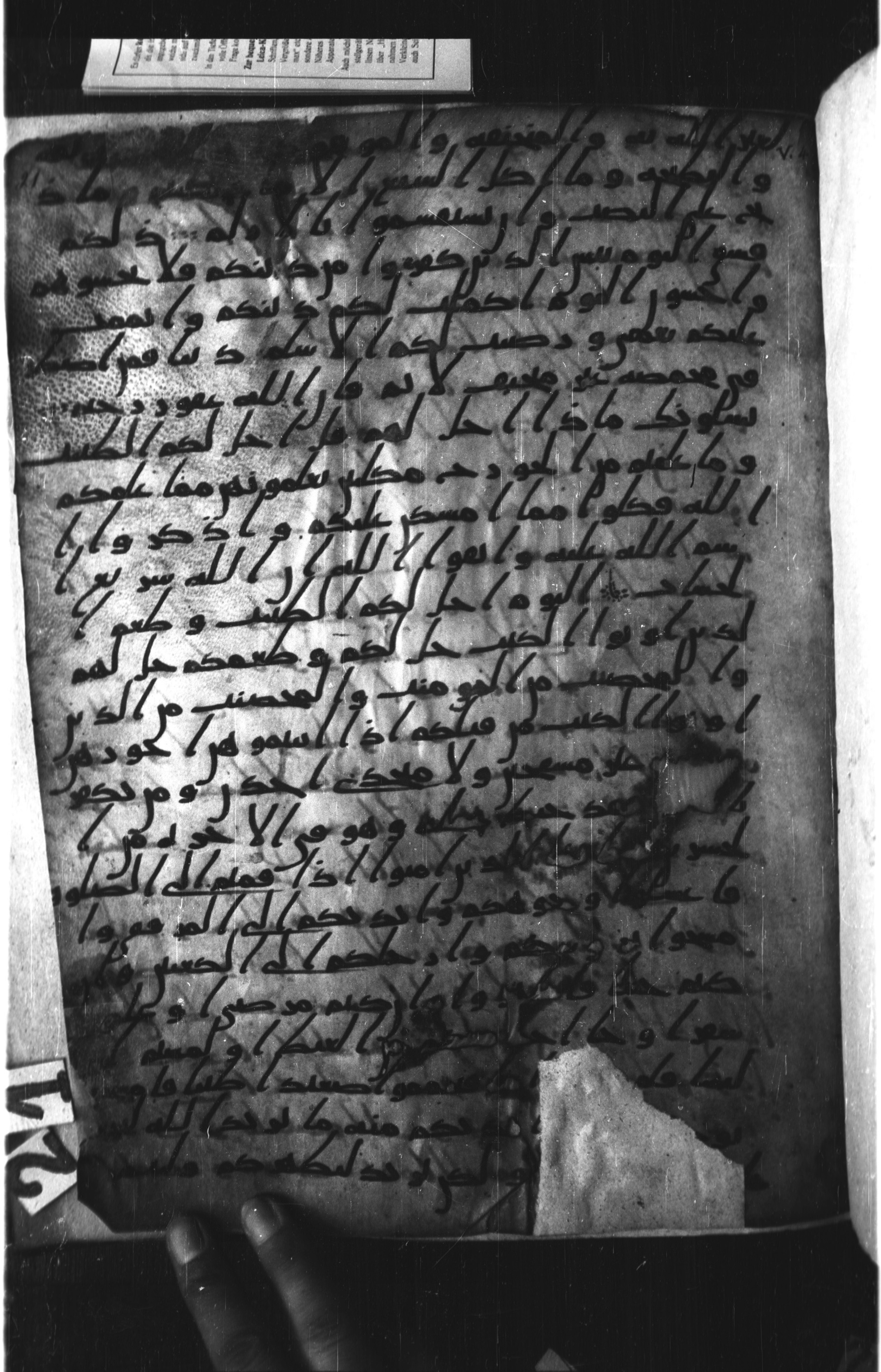 London, The British Library, Or. 2165 (Scan 1), in ḥiǧāzī II script, showing Surah 5:6 from Mid 7th to Mid 8th Century AD found in Fustat (Old Cairo), Egypt, currently housed at The British Library, London
