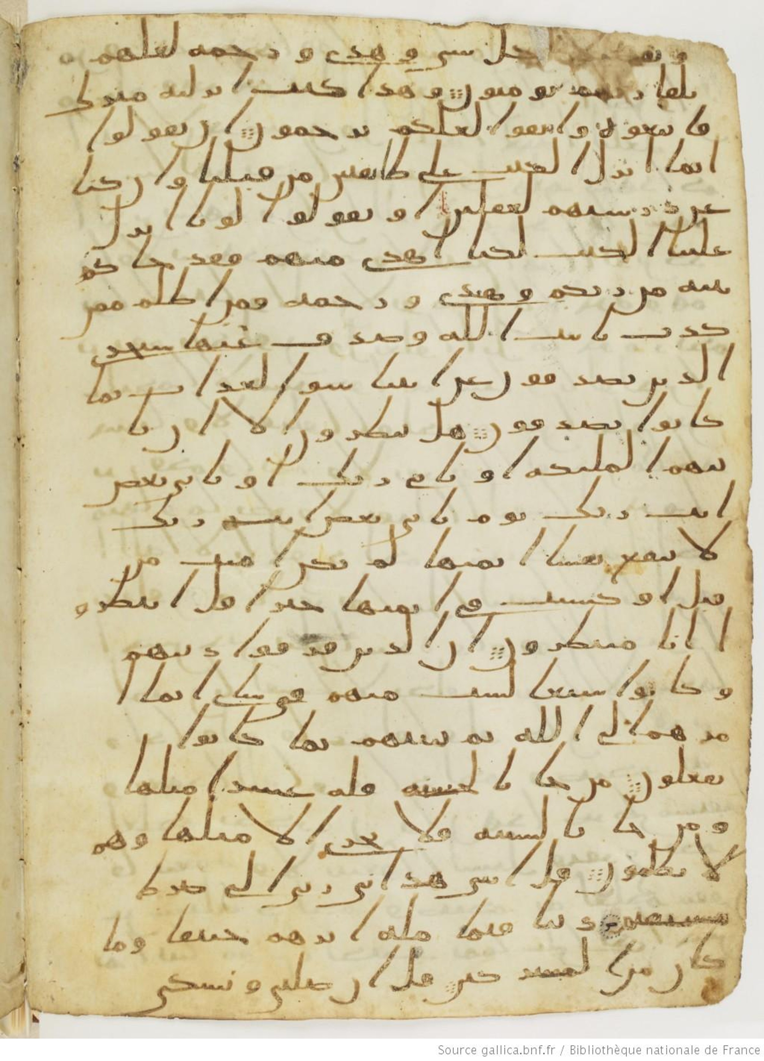 London, The British Library, Or. 2165 (Scan 2), in ḥiǧāzī II script, showing Surah 6:161 from Mid 7th to Mid 8th Century AD found in Fustat (Old Cairo), Egypt, currently housed at The British Library, London