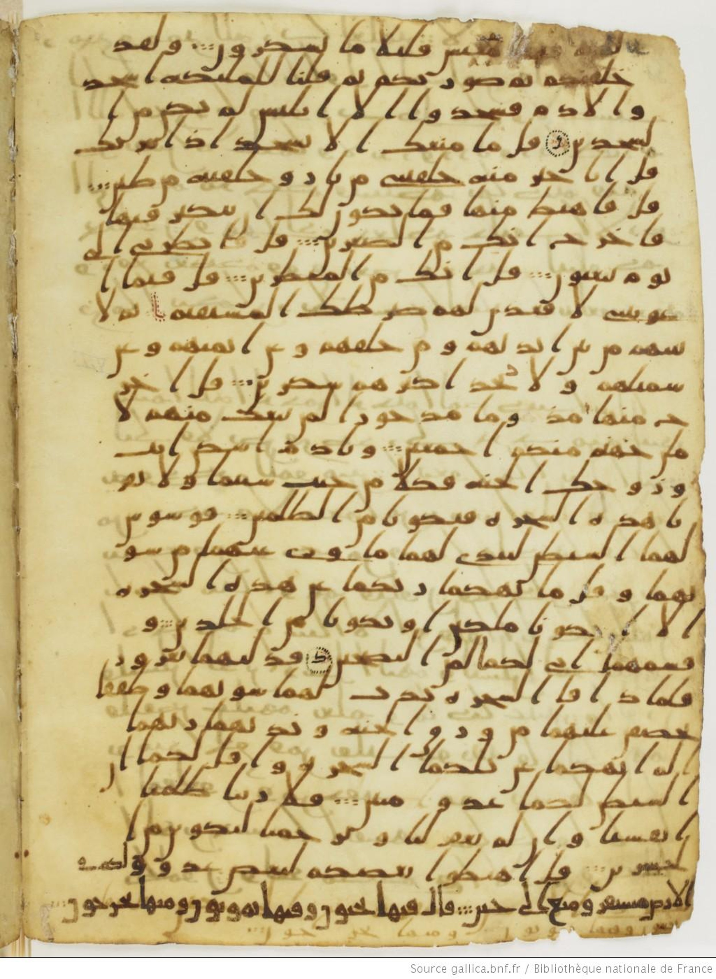 London, The British Library, Or. 2165 (Scan 2), in ḥiǧāzī II script, showing Surah 7:22 from Mid 7th to Mid 8th Century AD found in Fustat (Old Cairo), Egypt, currently housed at The British Library, London